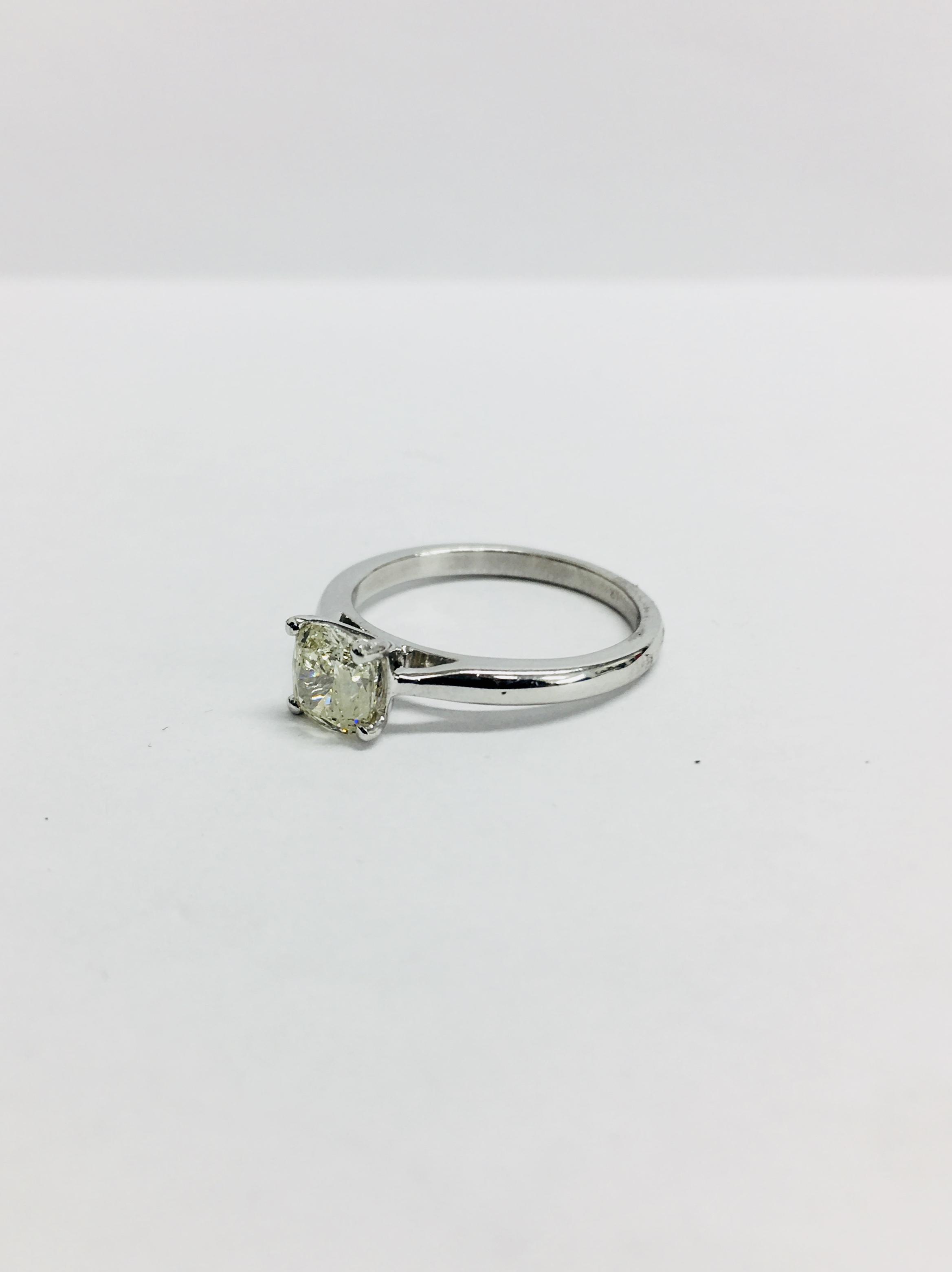 1Ct Fancy Yellow Cushion Cut Diamond Solitaire Ring, - Image 3 of 5