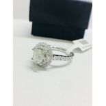 Platinum Double Halo Style 1.70Ct Modern Style Ring,