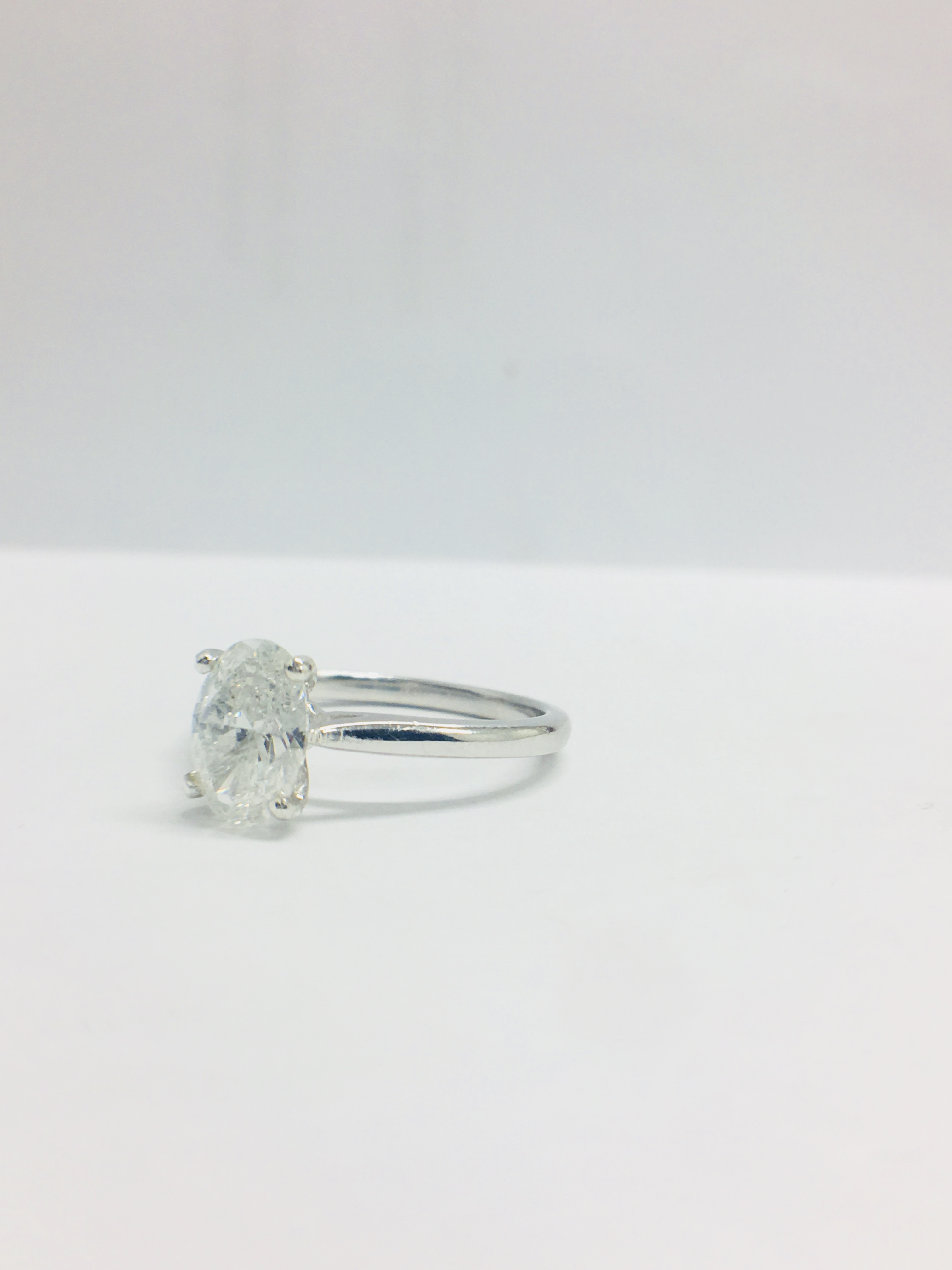 Platinum Oval Cut Diamond Solitaire Ring, - Image 2 of 9