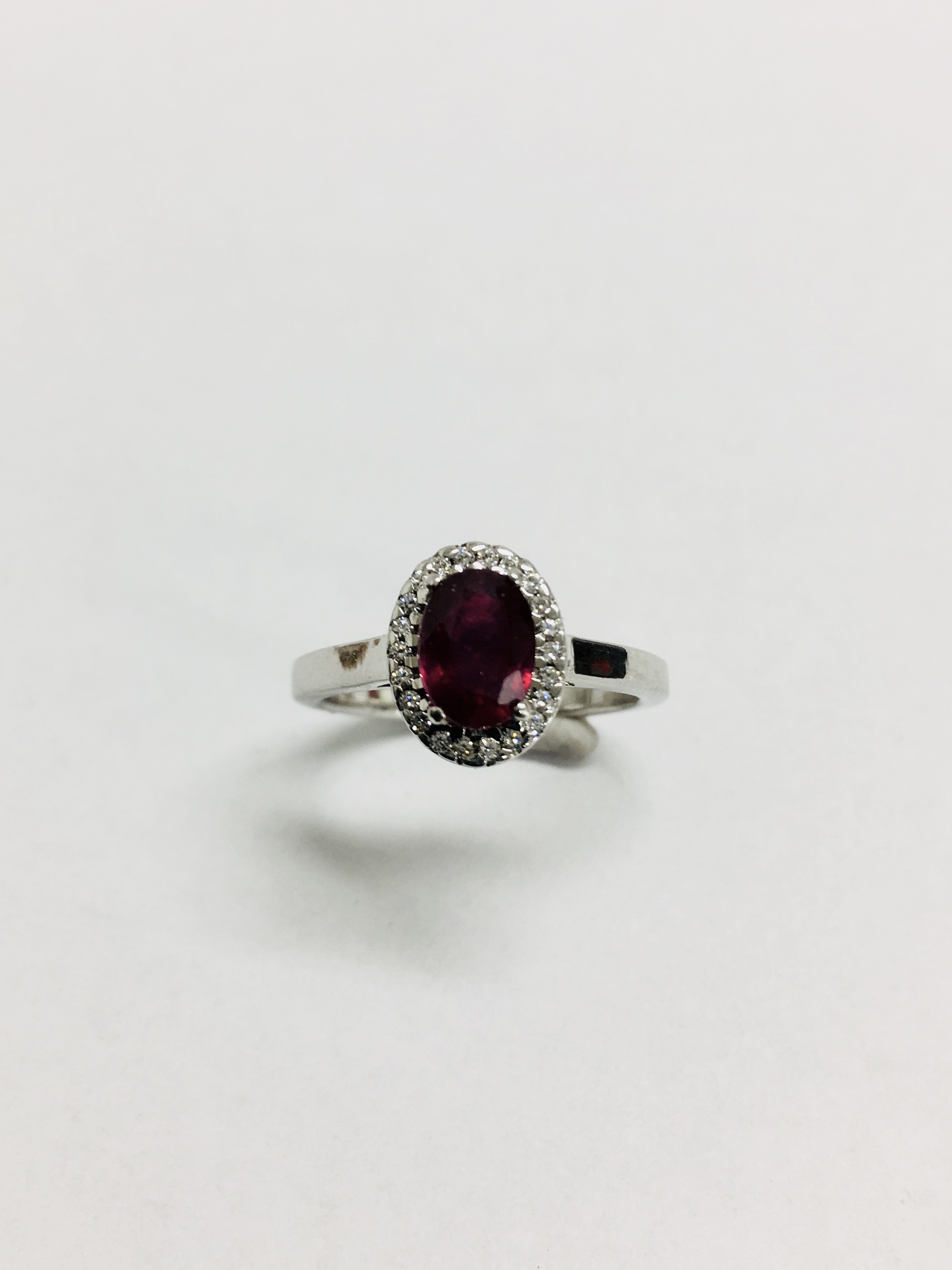 Ruby And Diamond Cluster Ring Set In Platinum. - Image 4 of 4