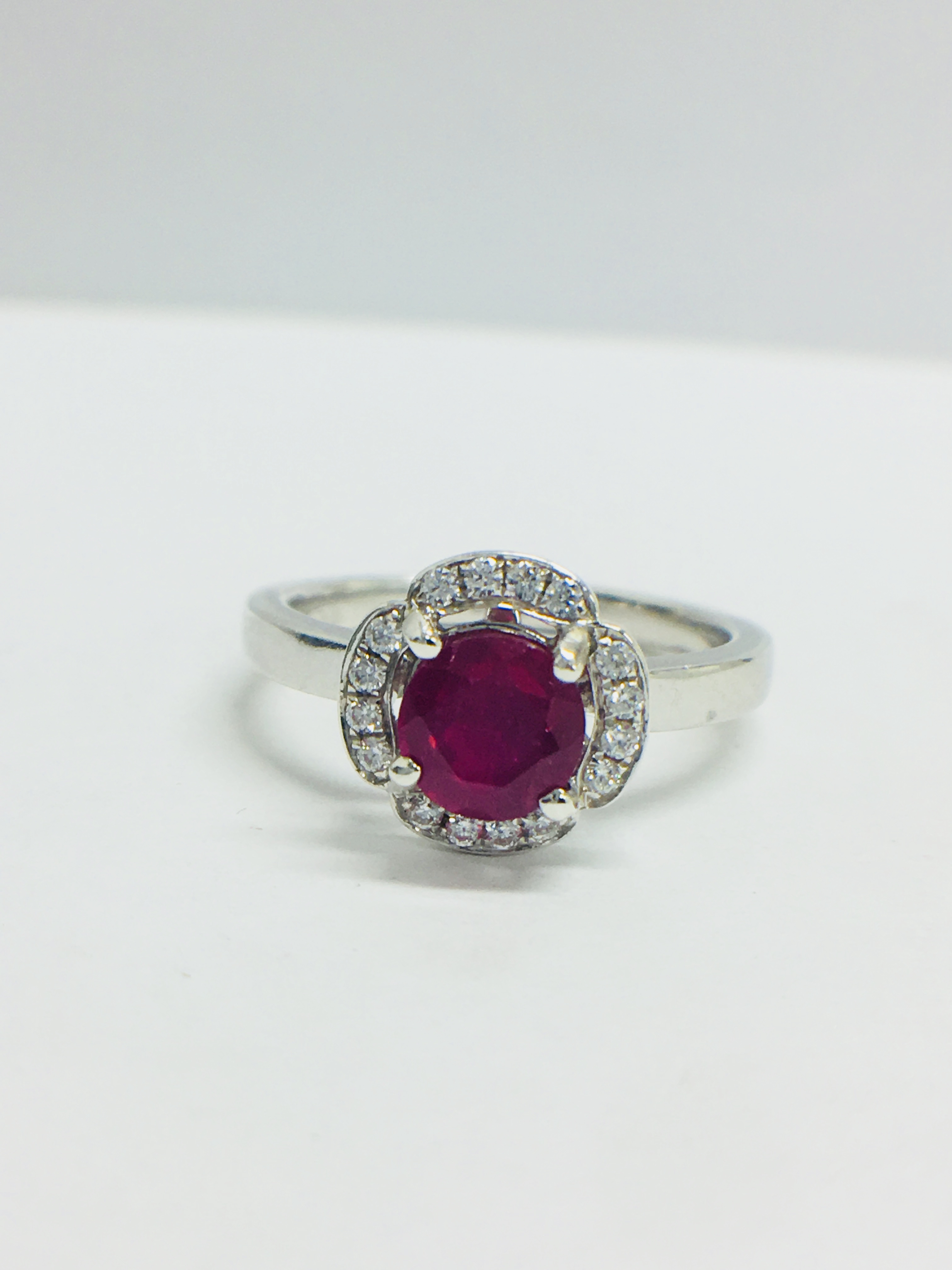 Platinum Art Deco Style Ruby Diamond Dress Ring, - Image 8 of 9