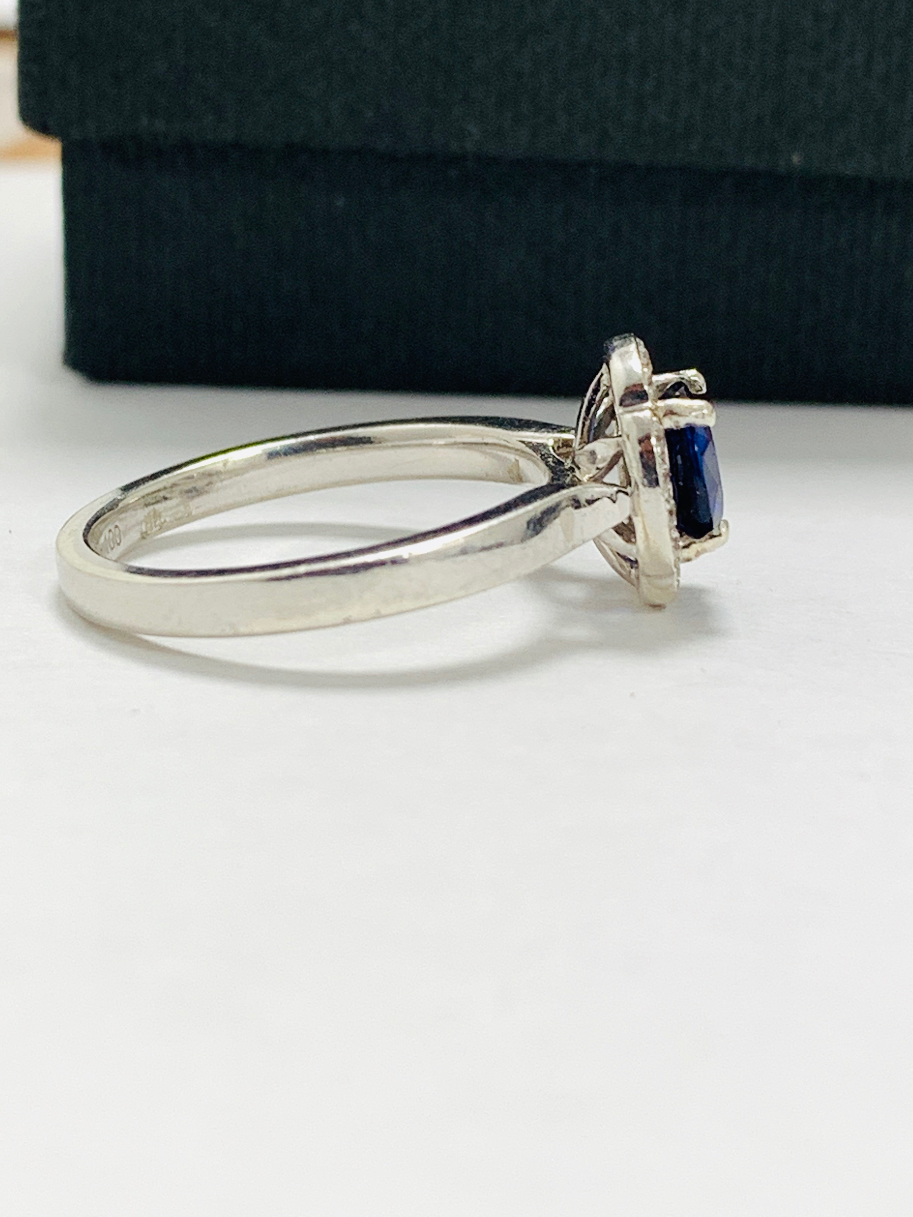 Platinum Art Deco Style Sapphire Diamond Dress Ring, - Image 4 of 7