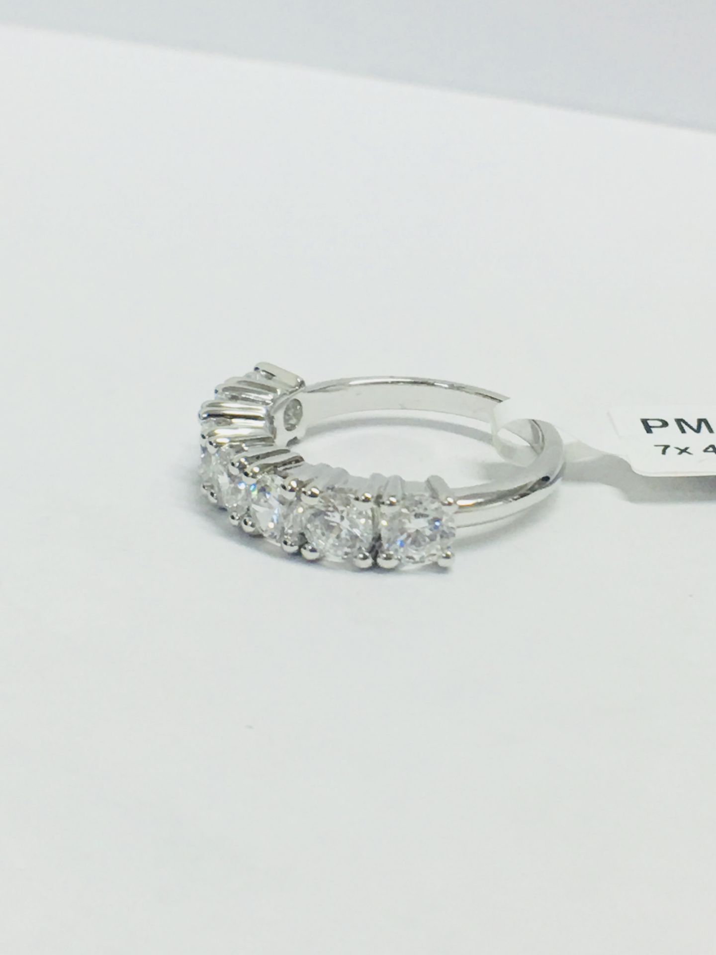Platinum Diamond 7 Stone Ring, - Image 4 of 8