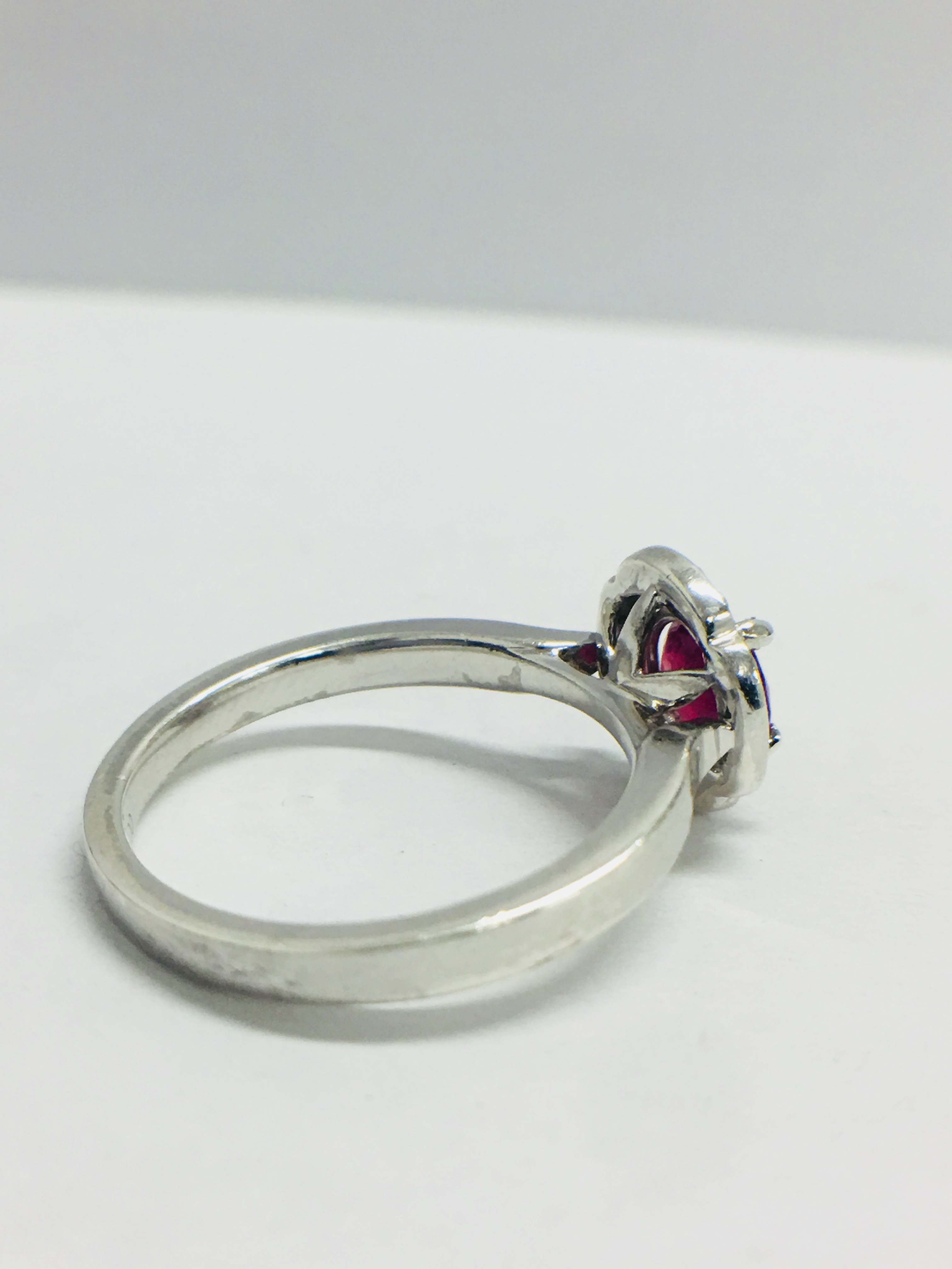 Platinum Art Deco Style Ruby Diamond Dress Ring, - Image 5 of 9