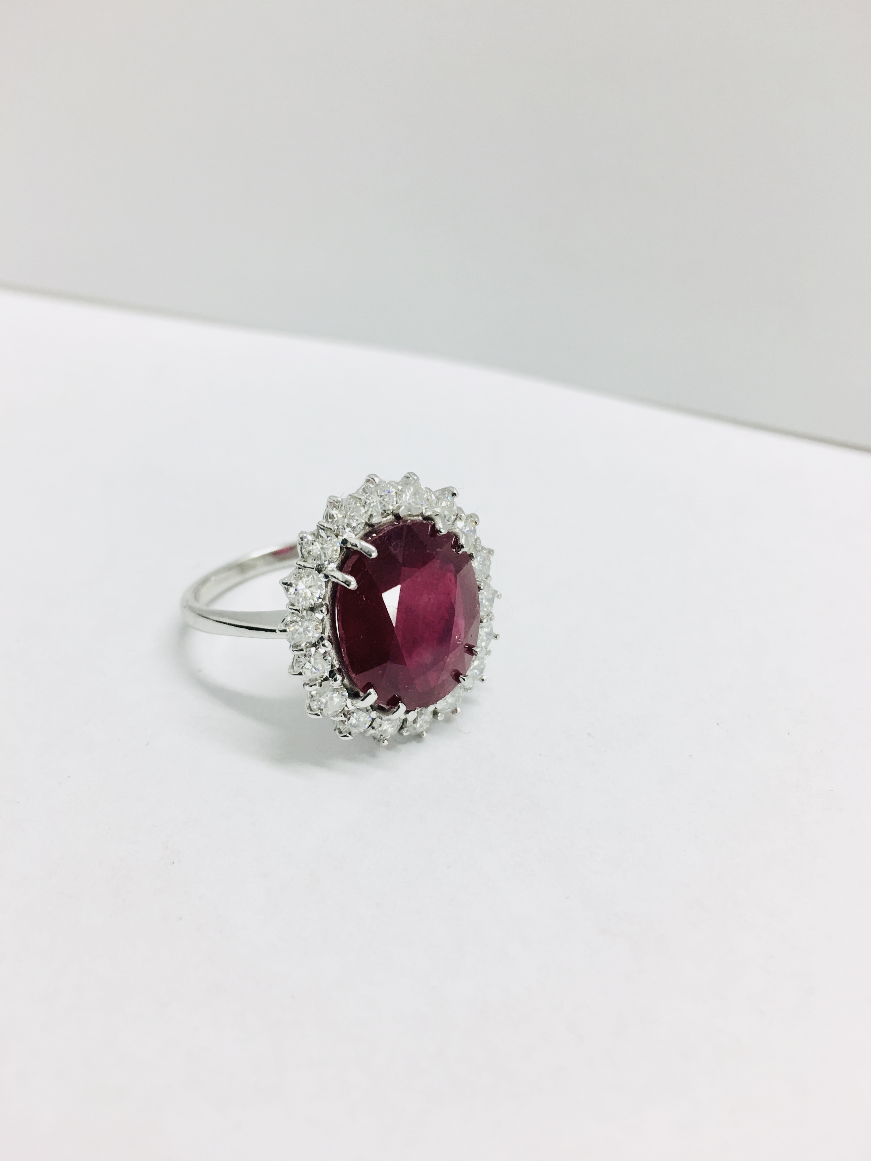 6Ct Ruby And Diamond Cluster Ring Set In Platinum. - Image 2 of 6