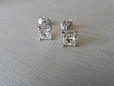 Platinum Princess Cut Diamond Earrings.