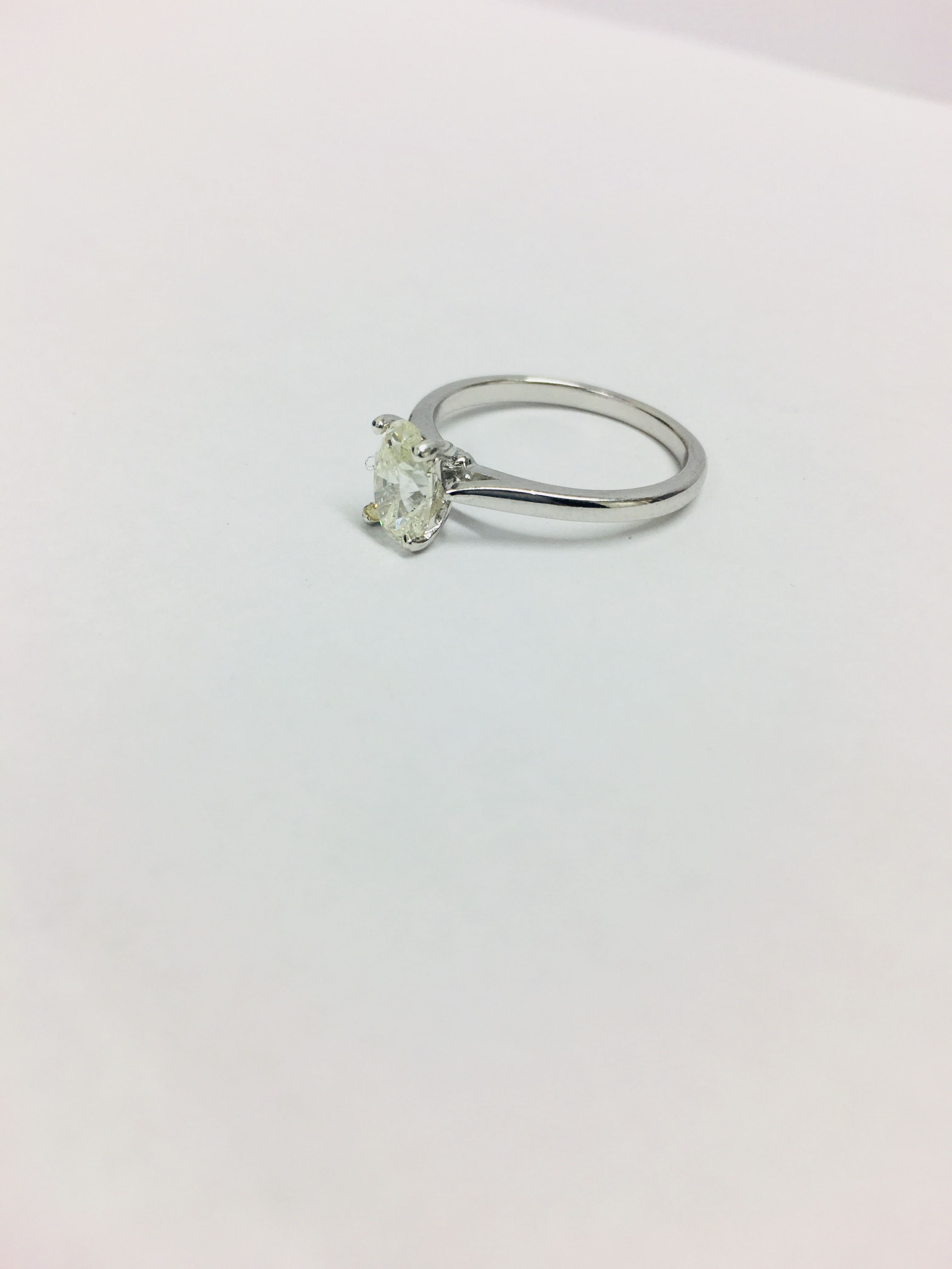 Platinum Diamond Oval Solitaire Ring, - Image 2 of 8