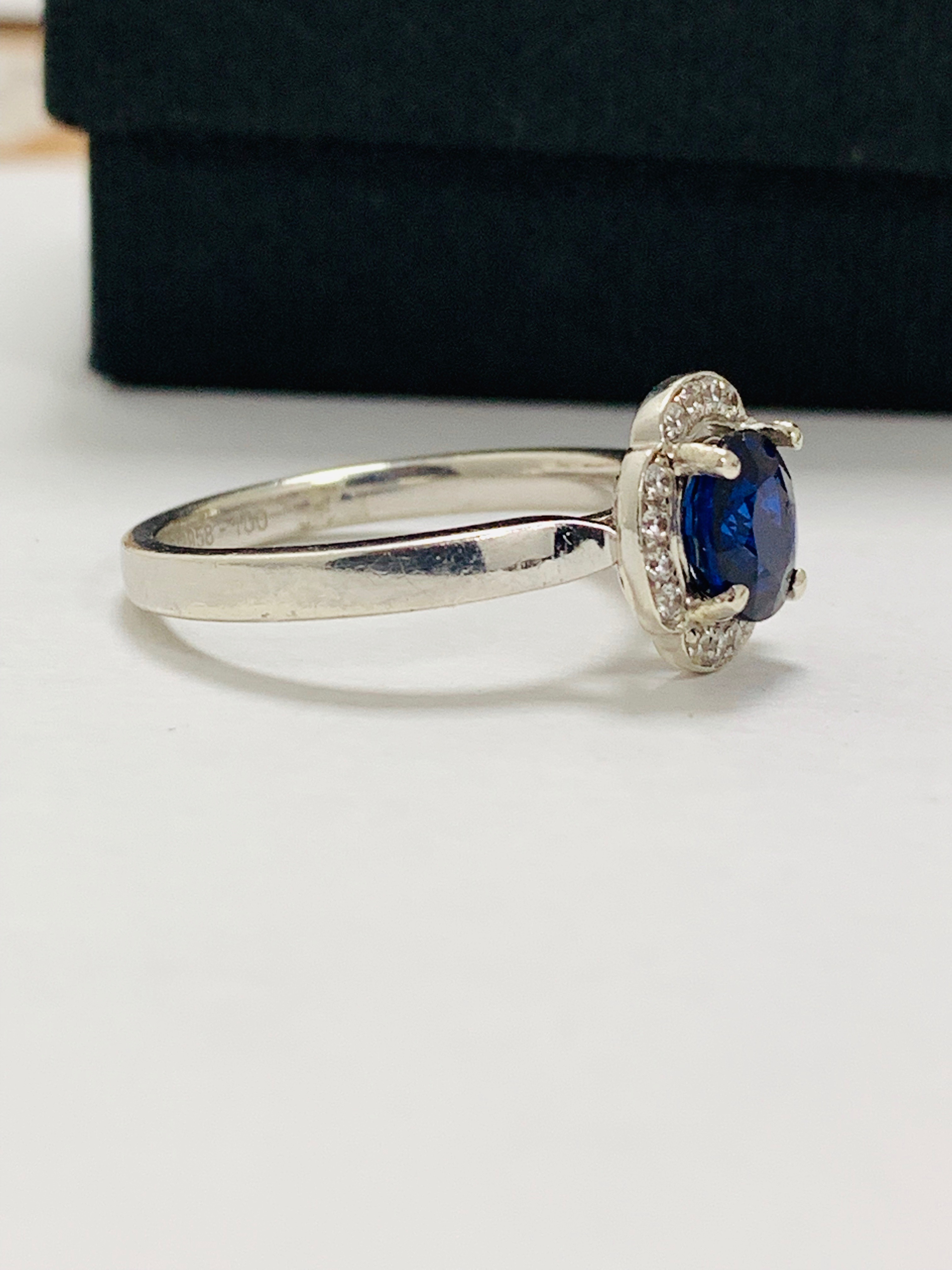 Platinum Art Deco Style Sapphire Diamond Dress Ring, - Image 3 of 7