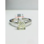 Platinum 1Ct Cushion Diamond Solitaire Ring,