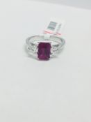 Platinum Ruby Diamond Three Stone Ring,