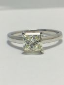 1ct Natural Princes Cut diamond platinum ring