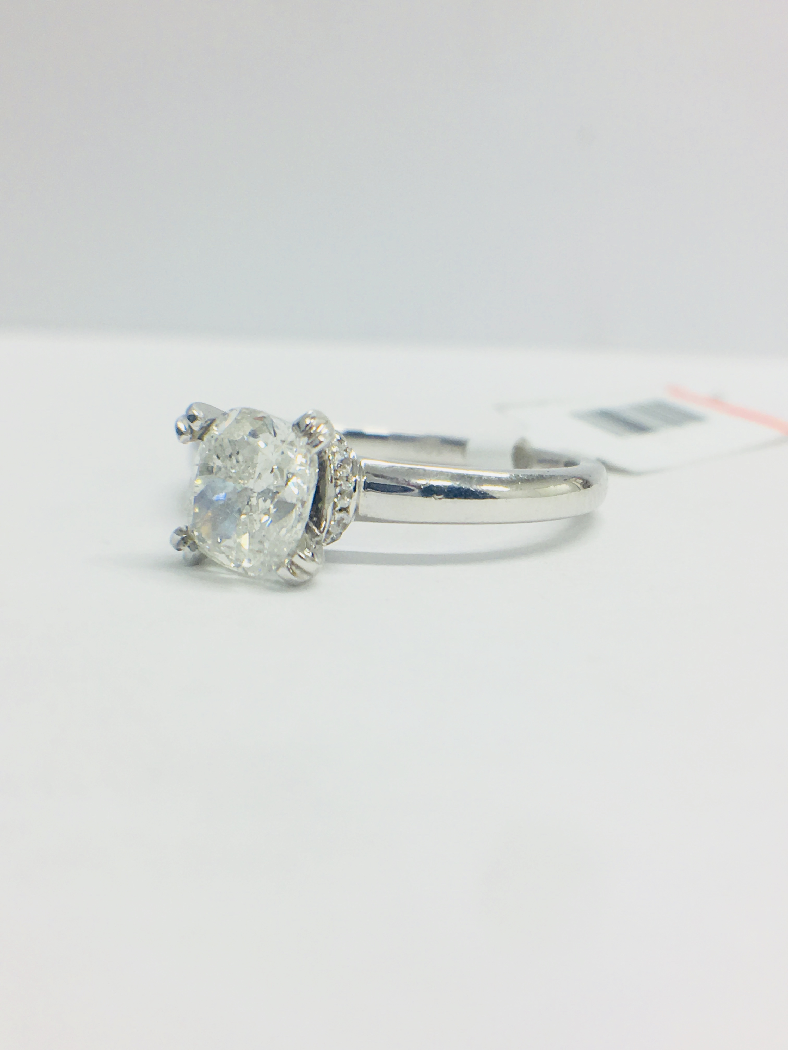 1Ct Cushion Cut Diamond Solitaire Ring In A Diamond Set Mount,