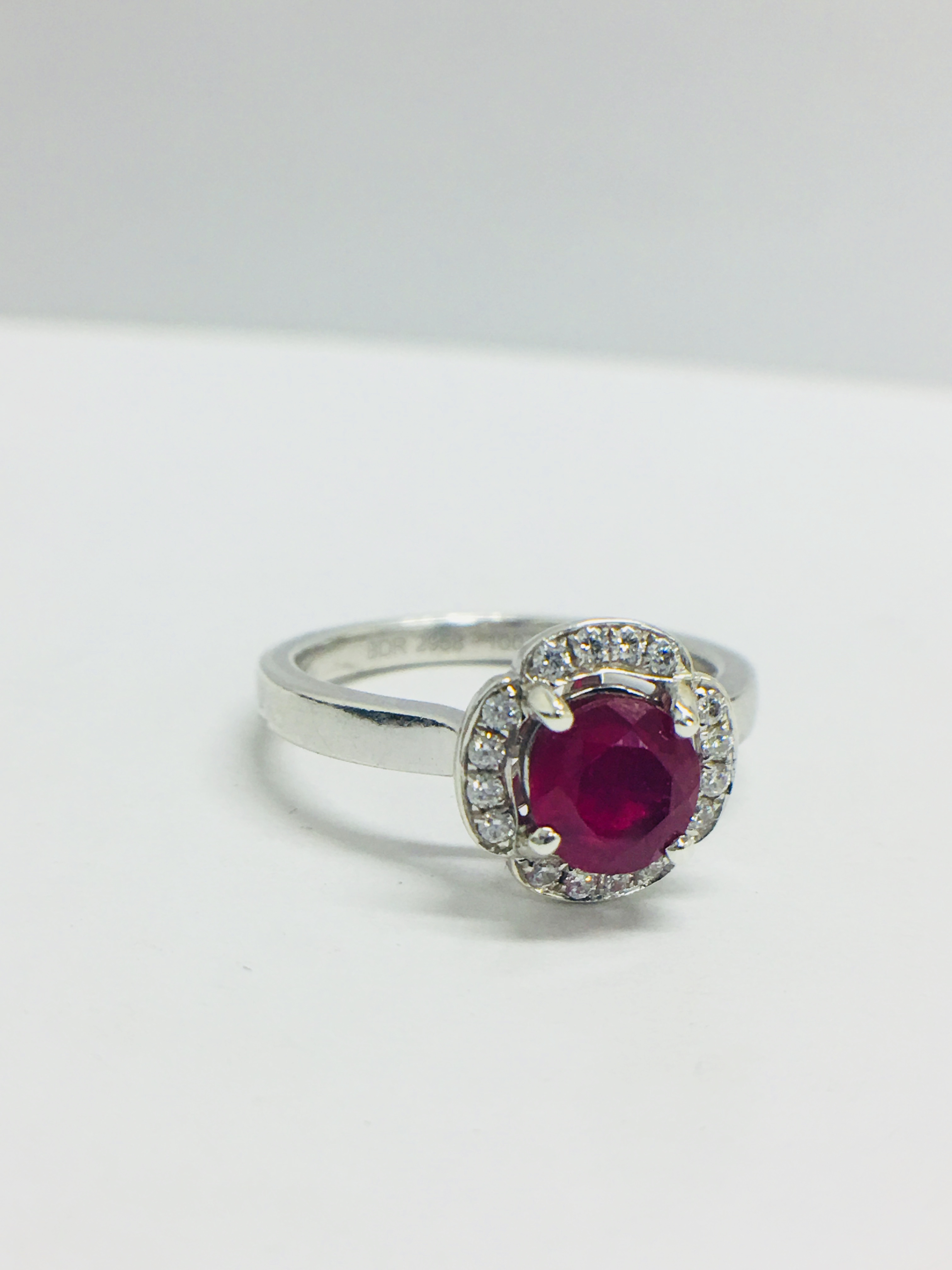 Platinum Art Deco Style Ruby Diamond Dress Ring, - Image 7 of 9