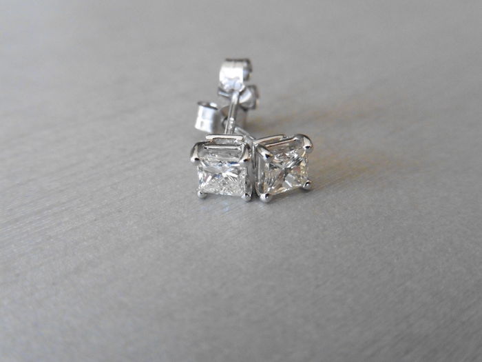 Platinum Princess Cut Diamond Earrings.