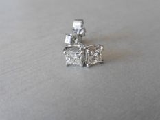 Platinum Princess Cut Diamond Earrings.