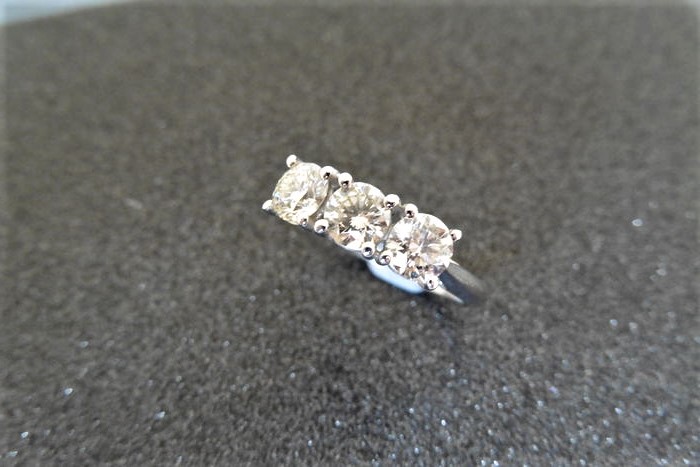 1.00Ct Diamond Trilogy Ring Set In Platinum.