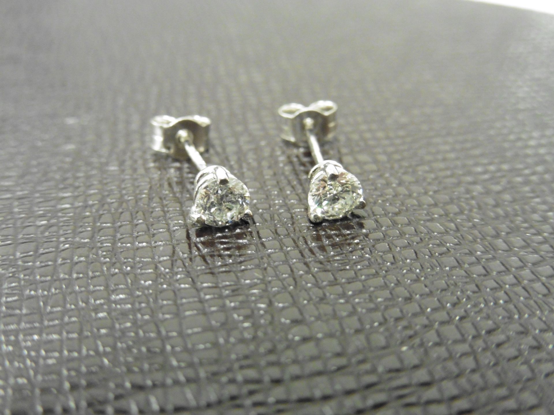 0.50Ct Diamond Solitaire Stud Earrings Set In Platinum. - Image 2 of 2