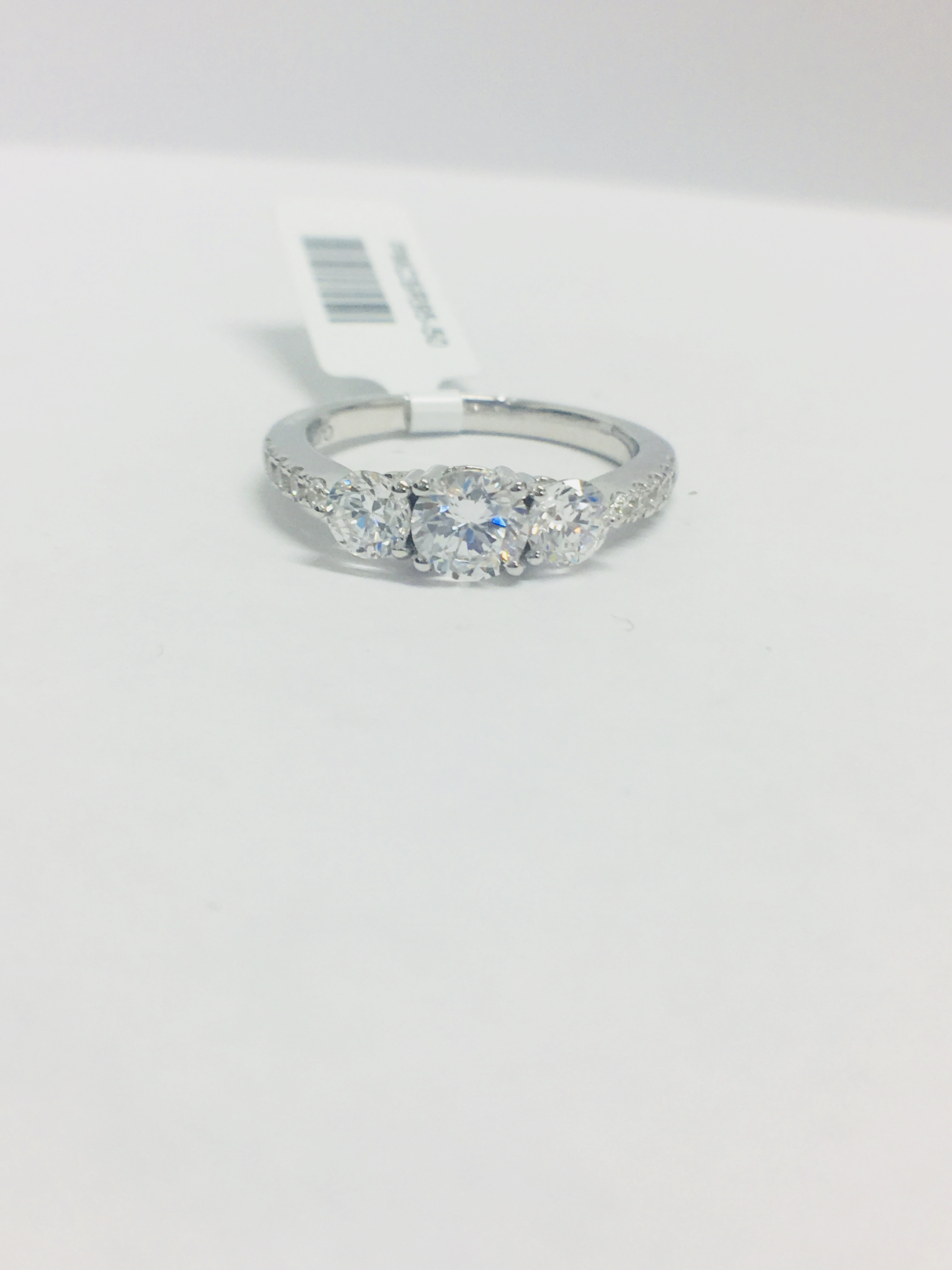1.10Ct Platinum Diamond Three Stone Ring,