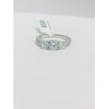 1.10Ct Platinum Diamond Three Stone Ring,