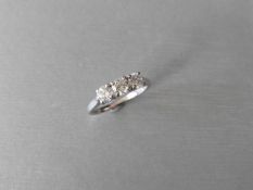 0.75Ct Diamond Trilogy Ring Set In Platinum.