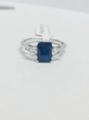 Platinum Sapphire Diamond Three Stone Ring,