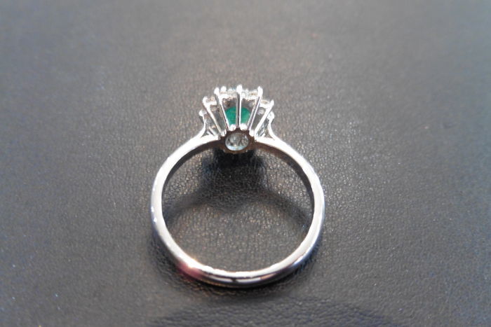 Platinum Emerald And Diamond Cluster Ring, - Image 2 of 3