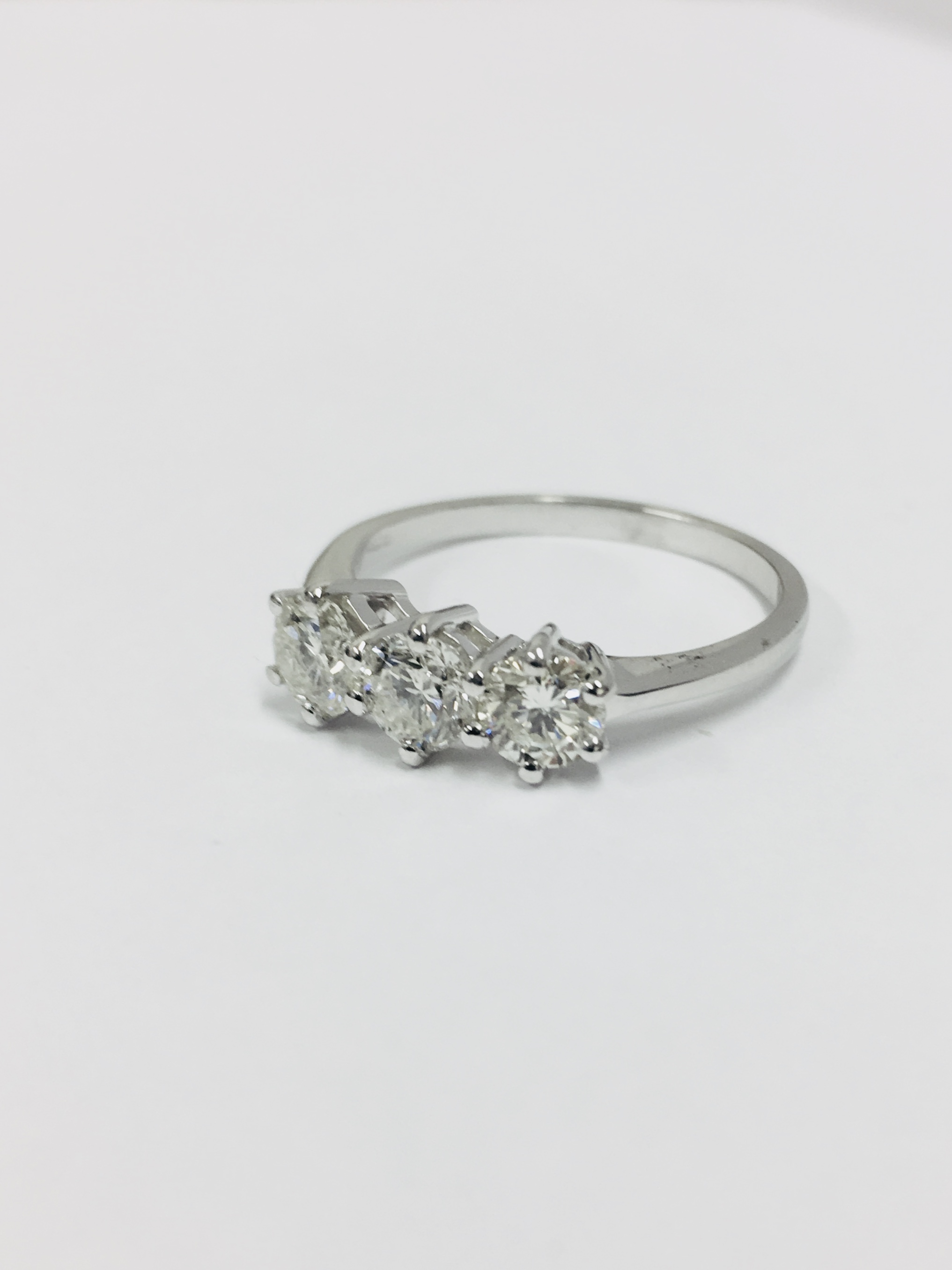 Platinum Diamond Three Stone Ring . - Image 4 of 6