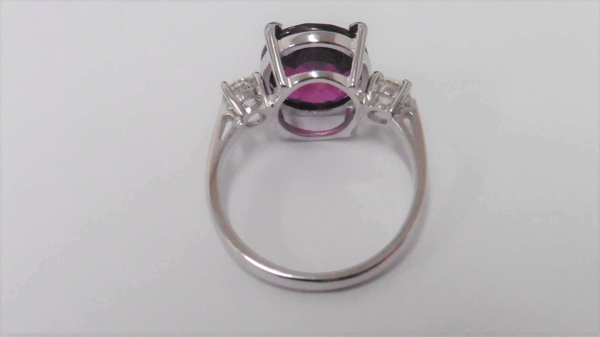9Ct Ruby And Diamond Trilogy Ring Set In Platinum. - Image 2 of 3