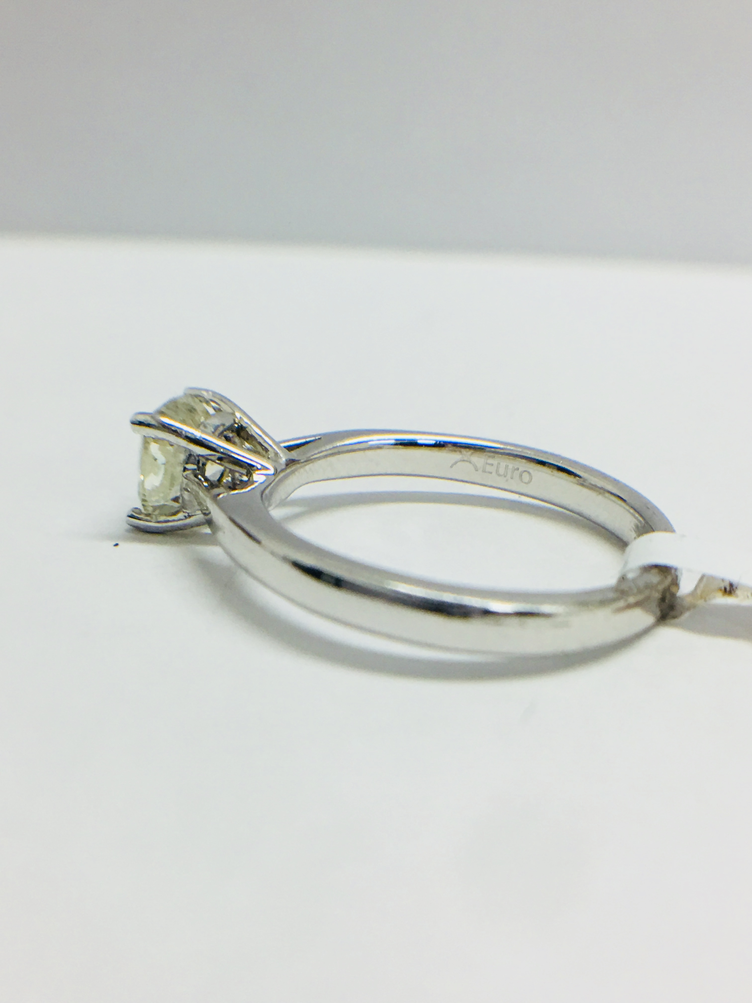 Platinum 1Ct Cushion Diamond Solitaire Ring, - Image 3 of 6