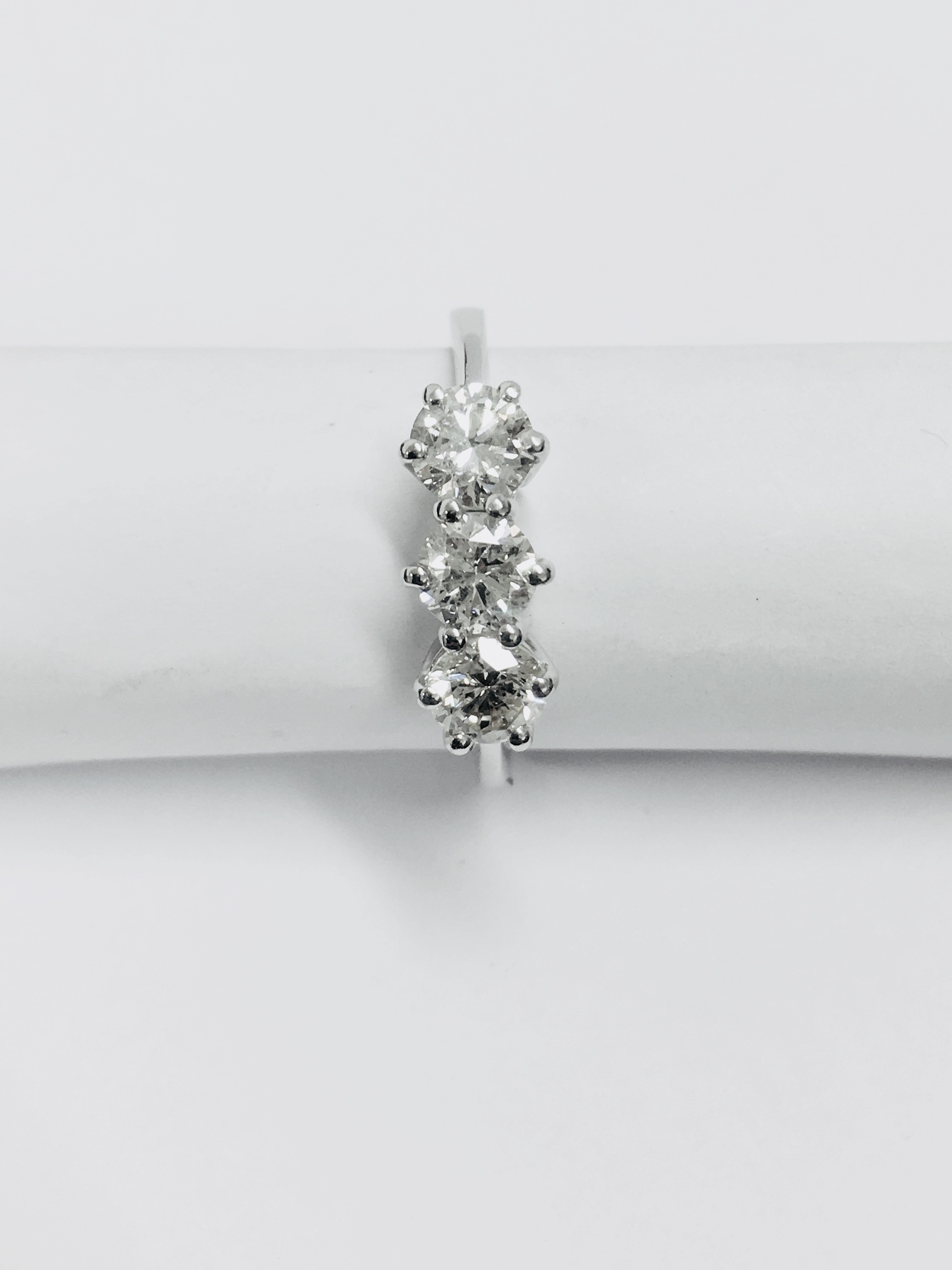 Platinum Diamond Three Stone Ring . - Image 6 of 6