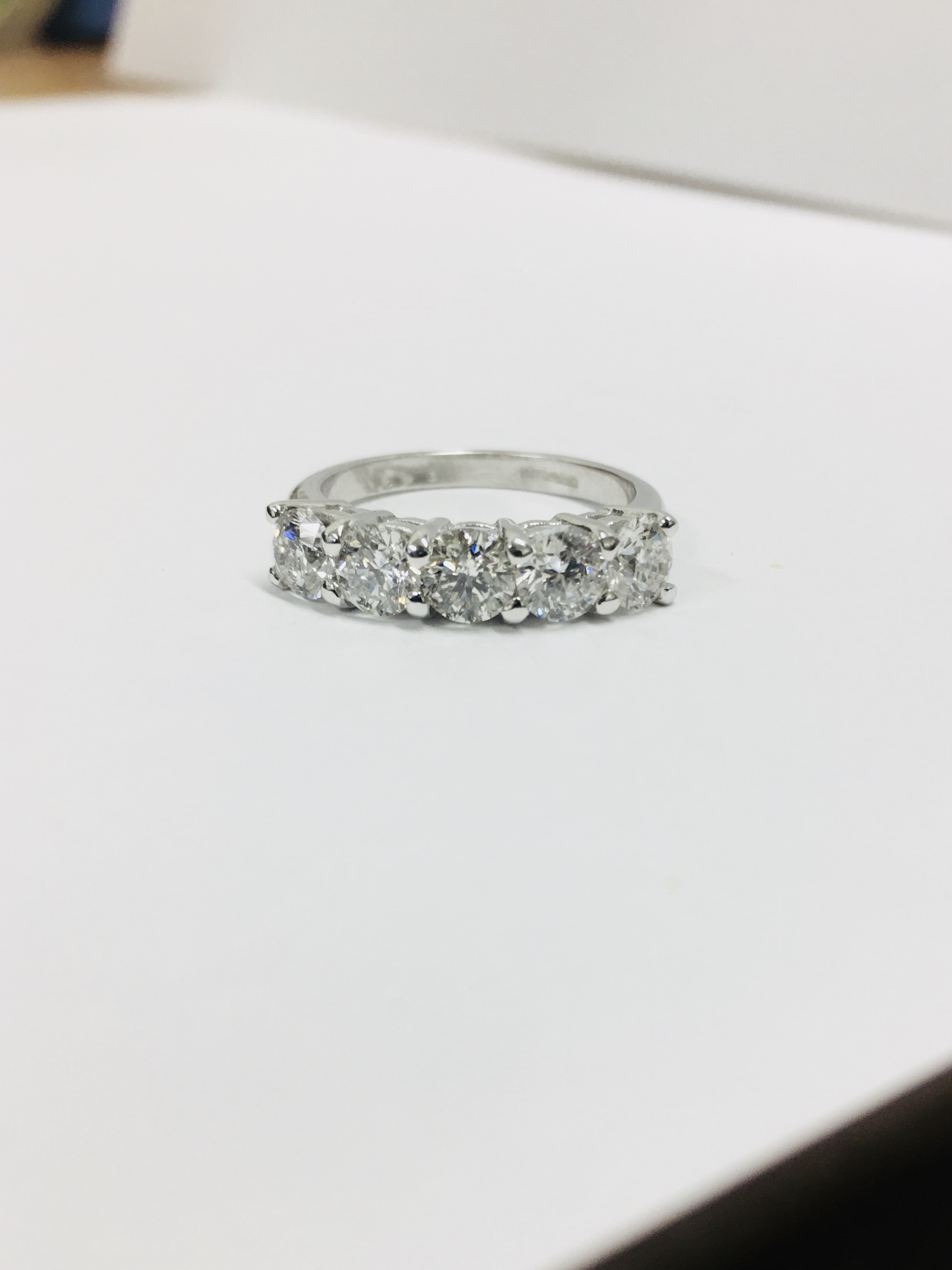 Platinum Diamond 3.50Ct 5 Stone Ring,