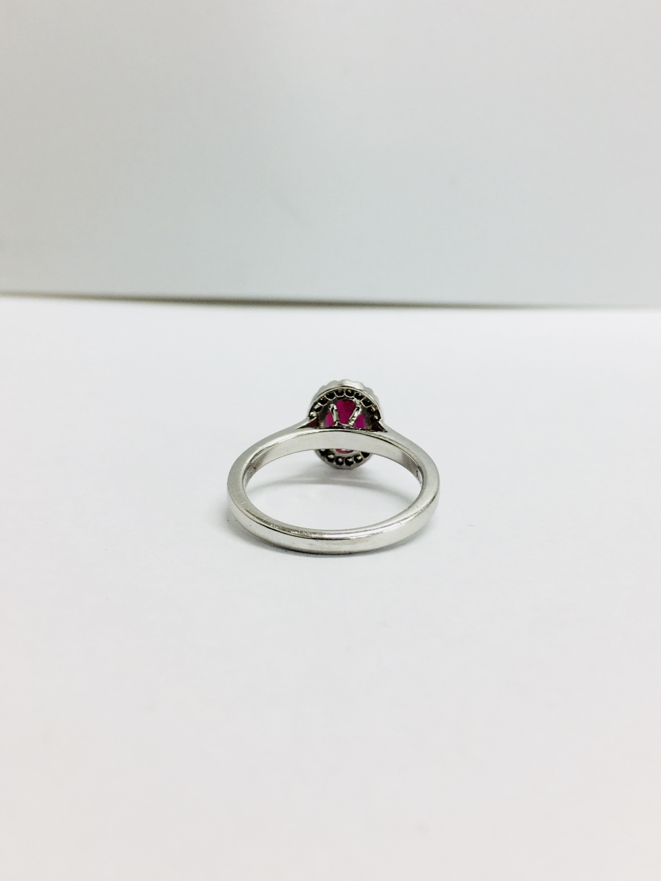 Ruby And Diamond Cluster Ring Set In Platinum. - Image 3 of 4