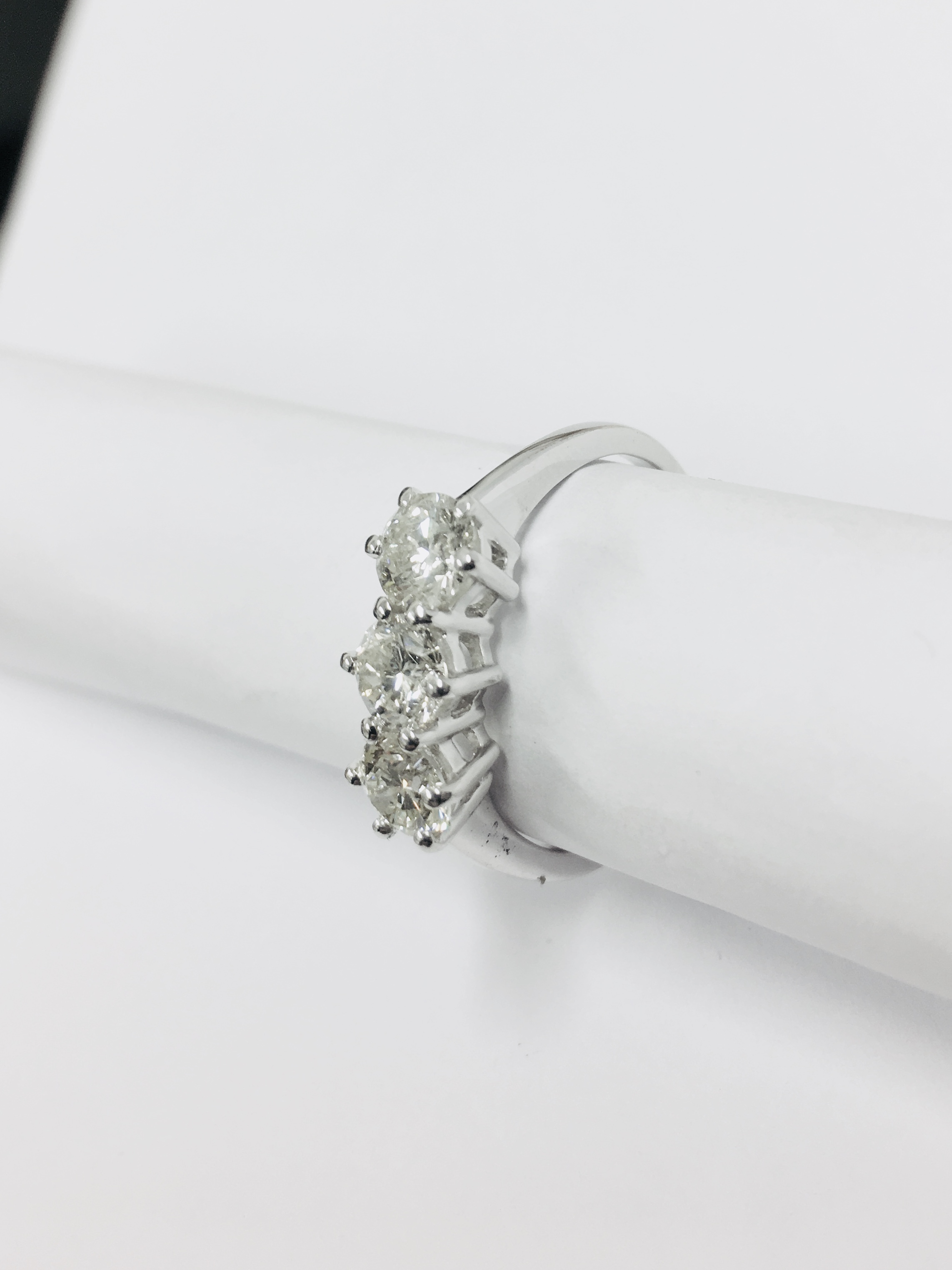 Platinum Diamond Three Stone Ring . - Image 5 of 6