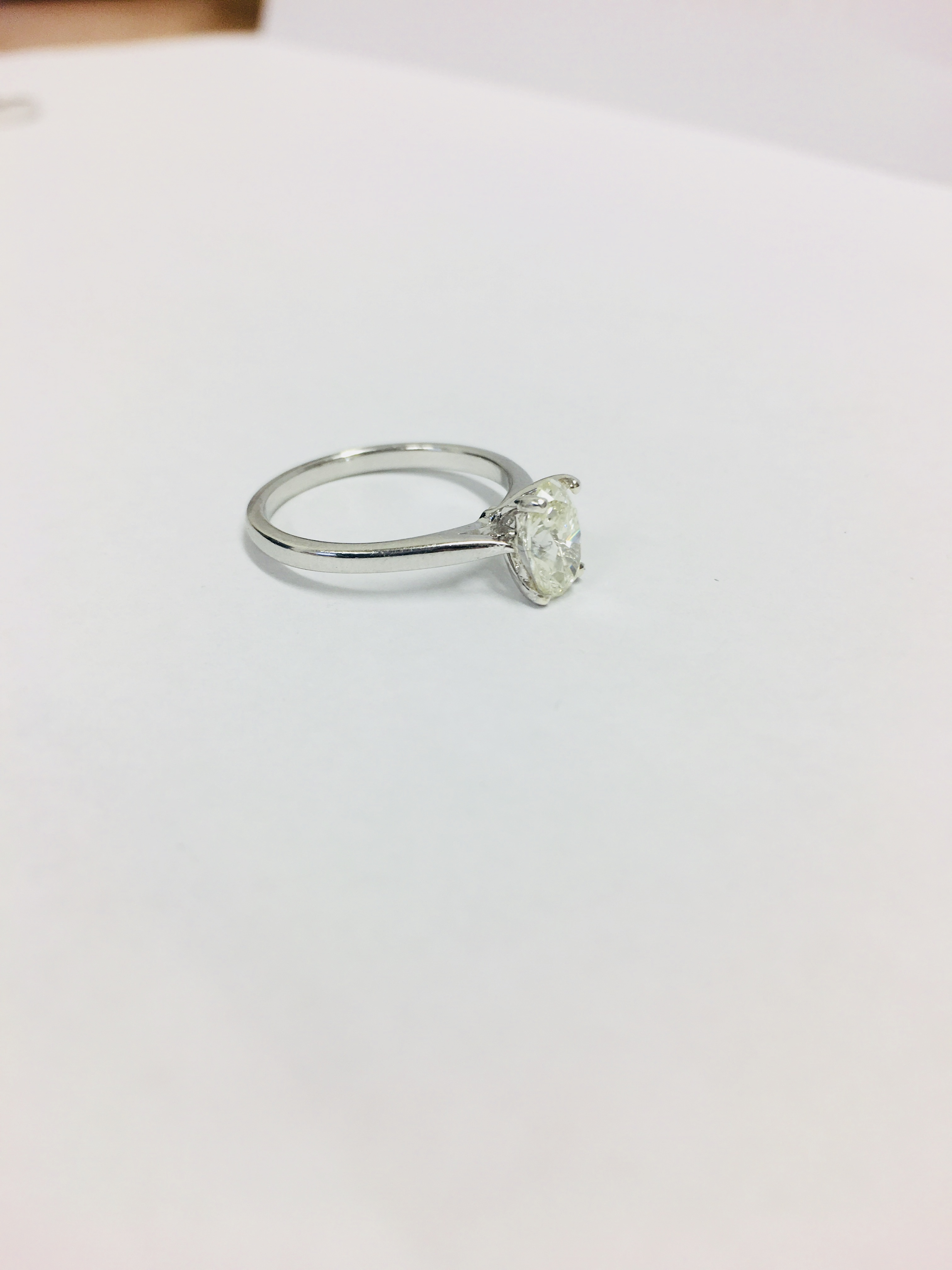 Platinum Diamond Oval Solitaire Ring, - Image 6 of 8