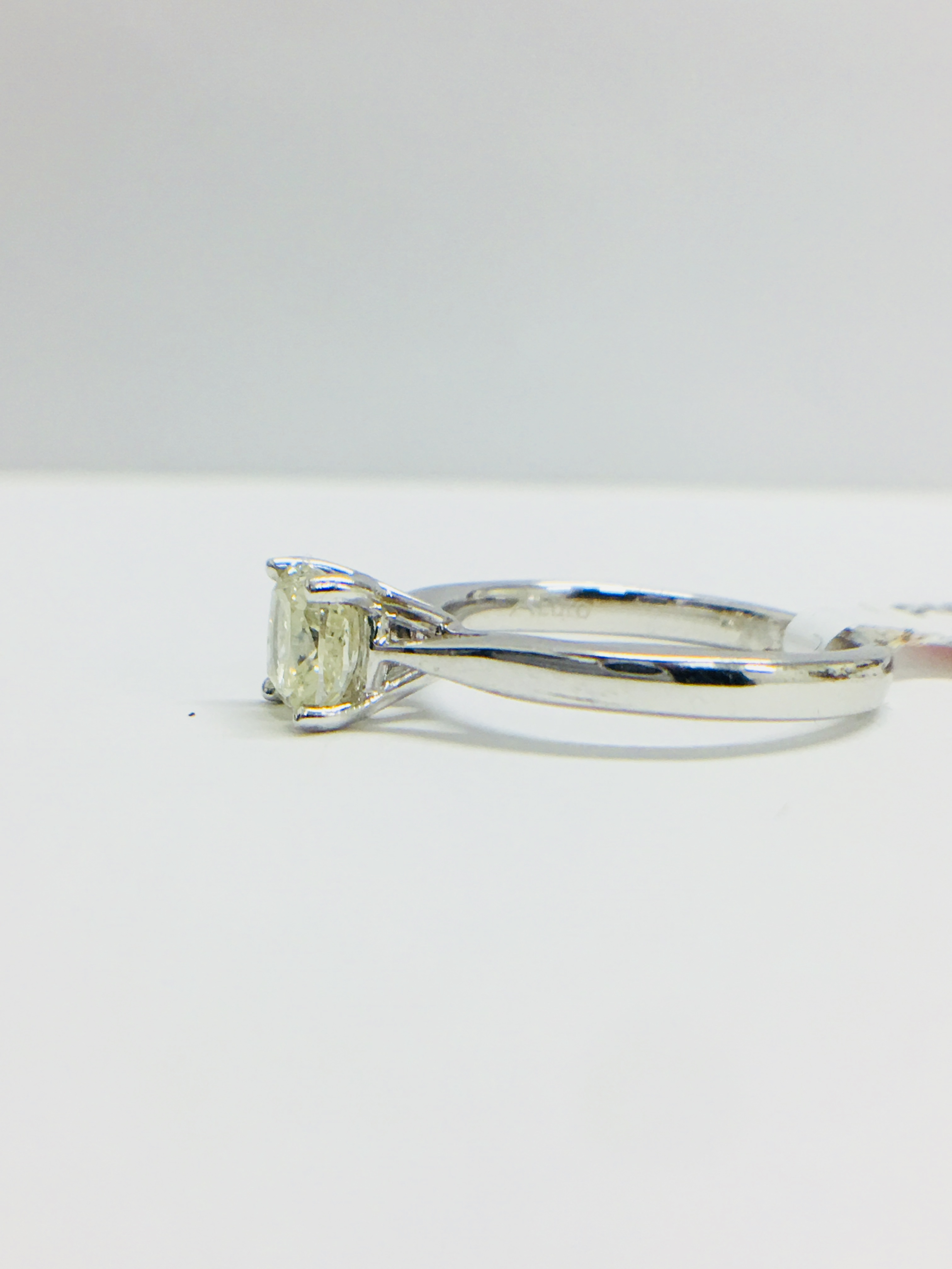 Platinum 1Ct Cushion Diamond Solitaire Ring, - Image 2 of 6