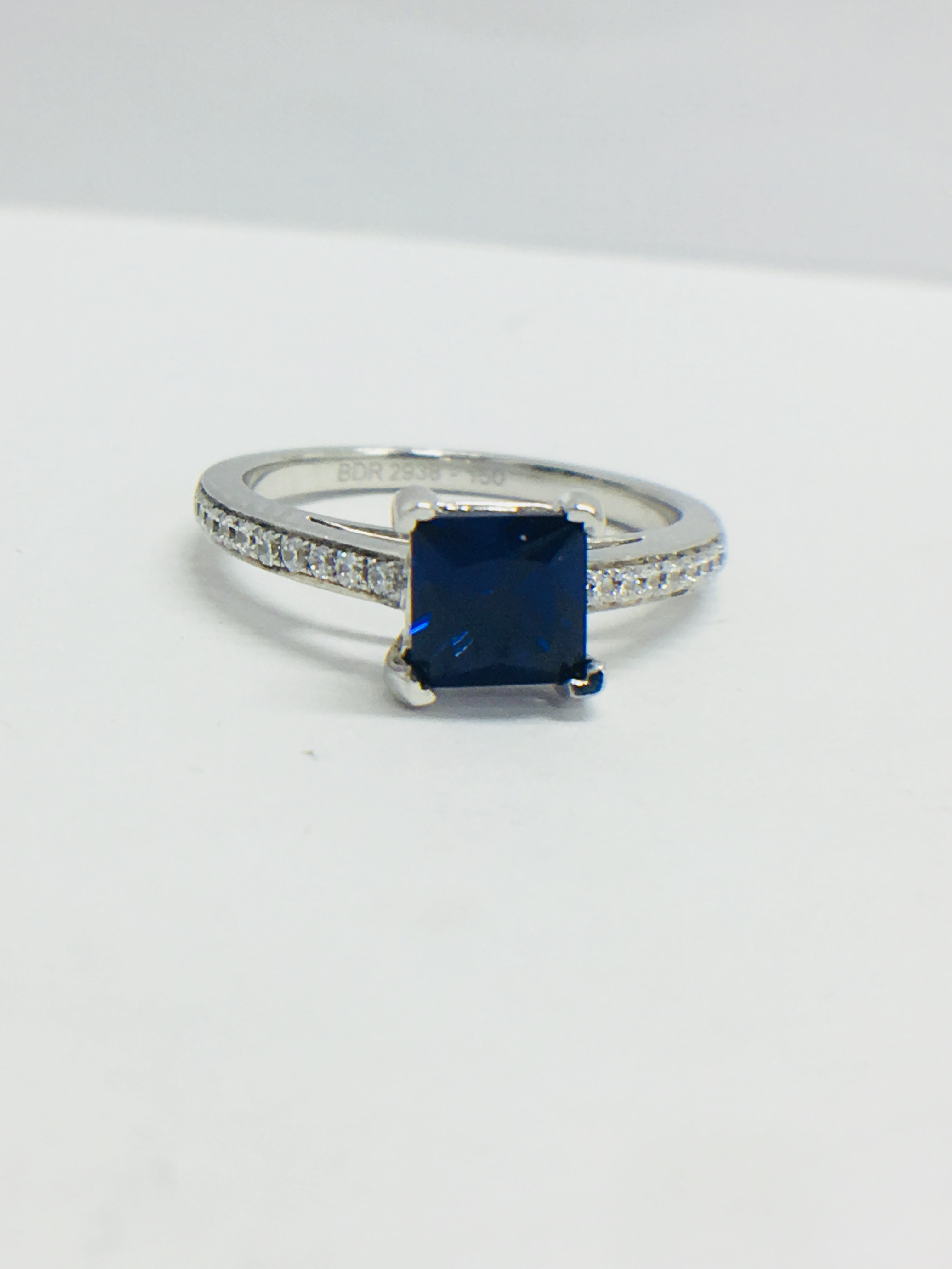 1Ct Princess Cut Sapphire, - Image 8 of 10