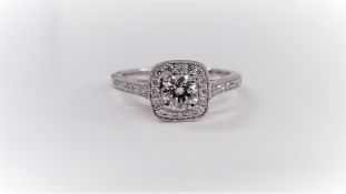 18Ct Diamond Halo Solitaire Ring,