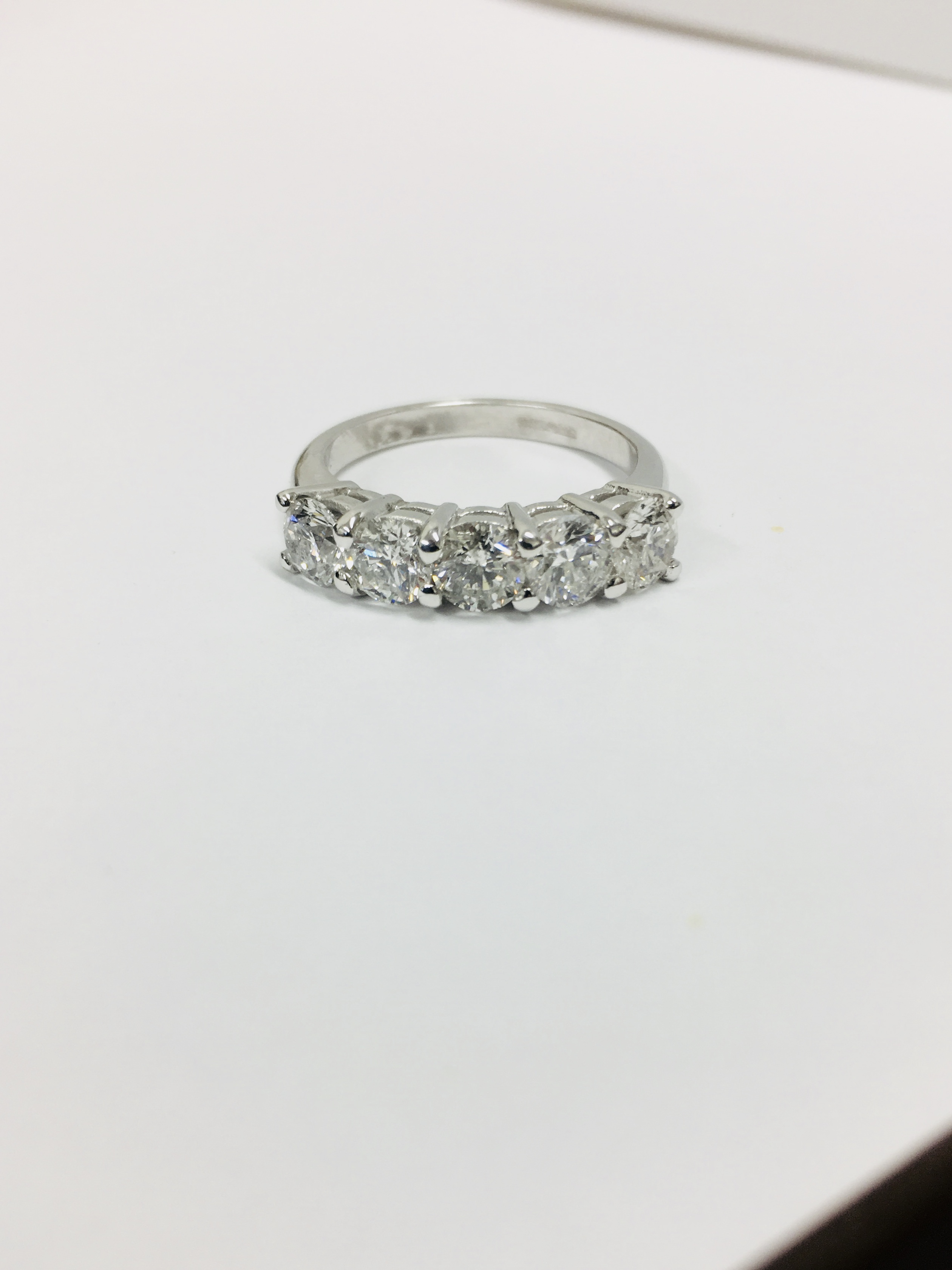 Platinum Diamond 3.50Ct 5 Stone Ring, - Image 2 of 4