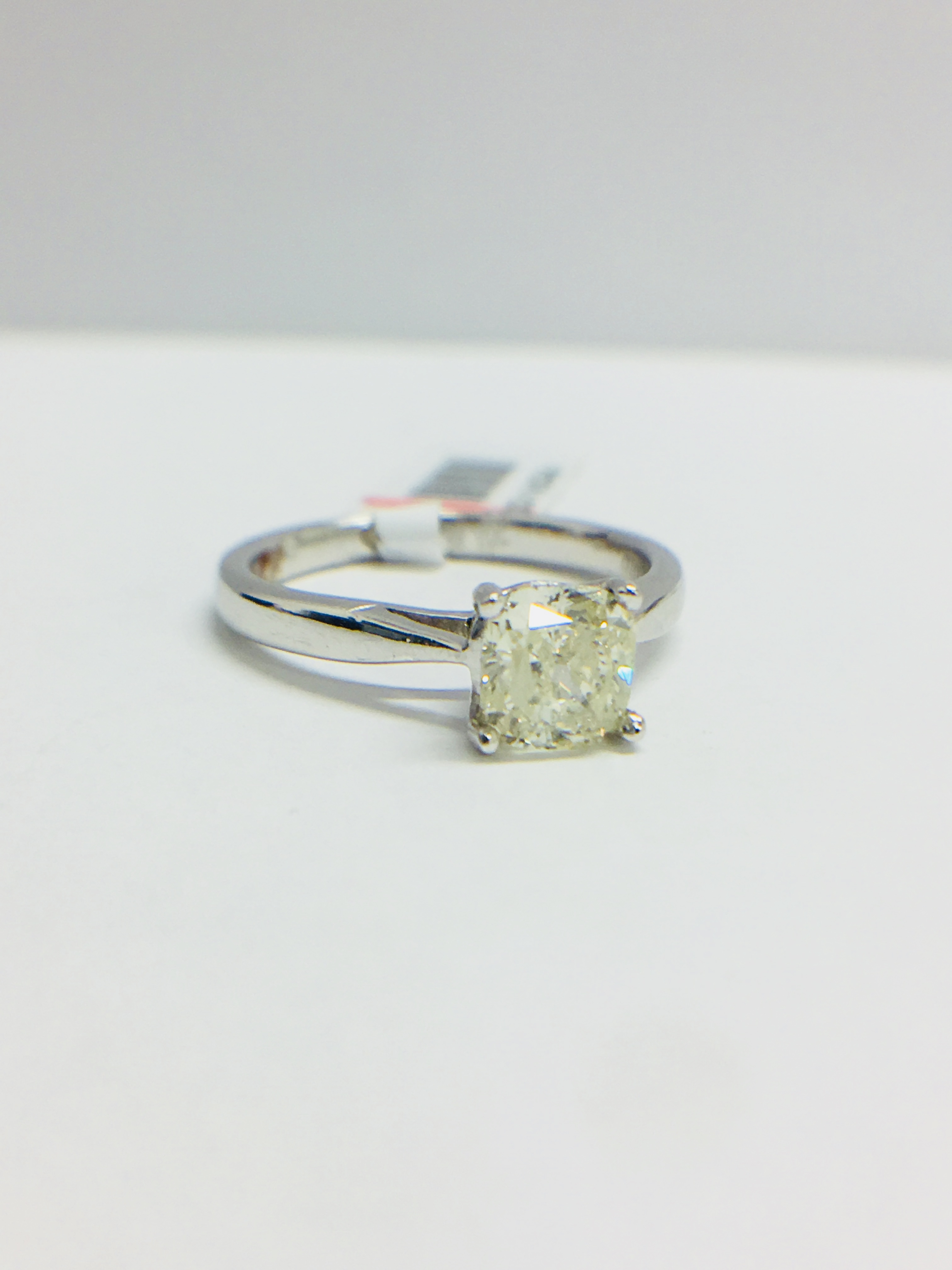 Platinum 1Ct Cushion Diamond Solitaire Ring, - Image 5 of 6