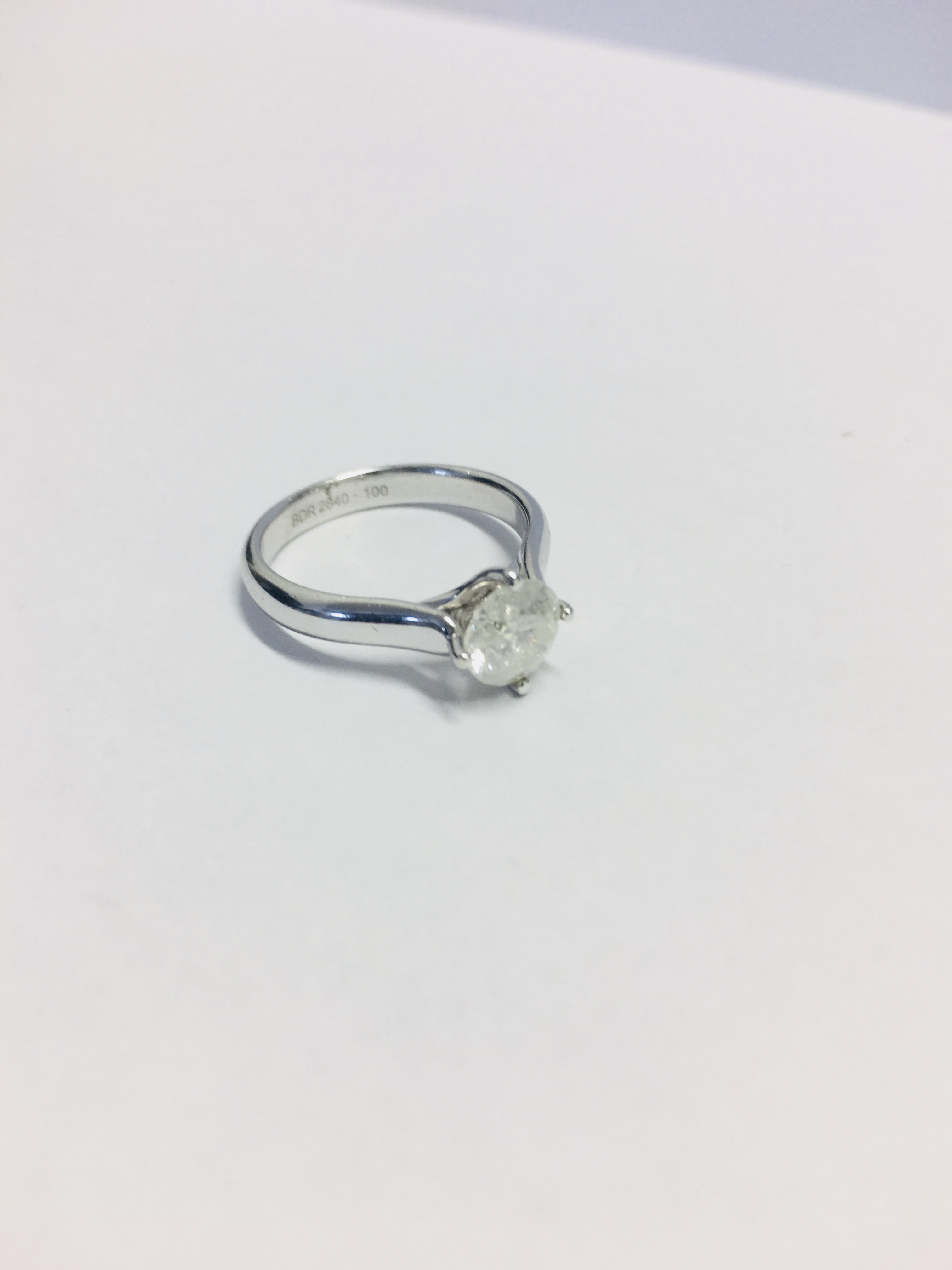 Platinum Diamond Solitaire Ring, - Image 5 of 6
