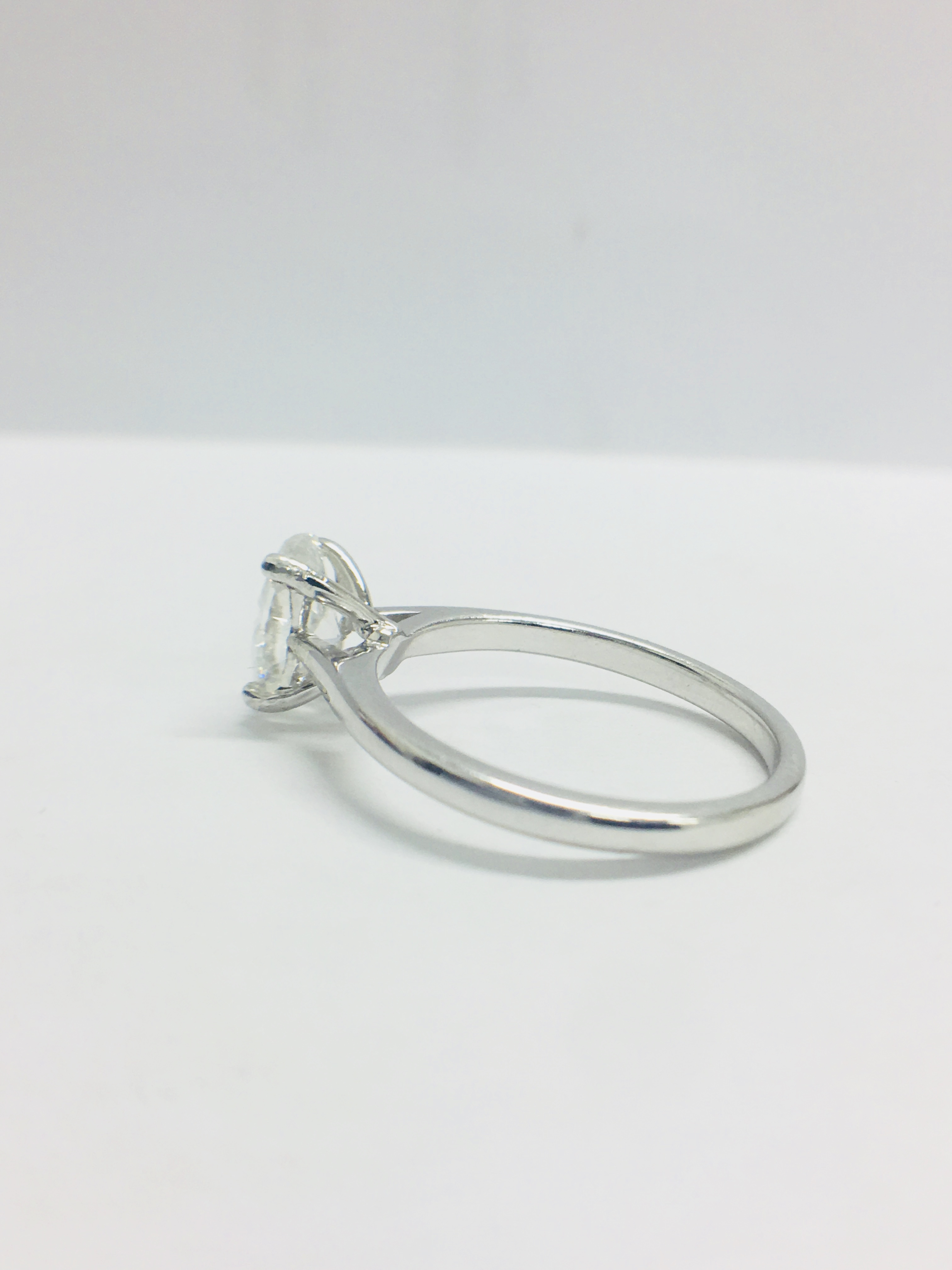 Platinum Oval Cut Diamond Solitaire Ring, - Image 5 of 9