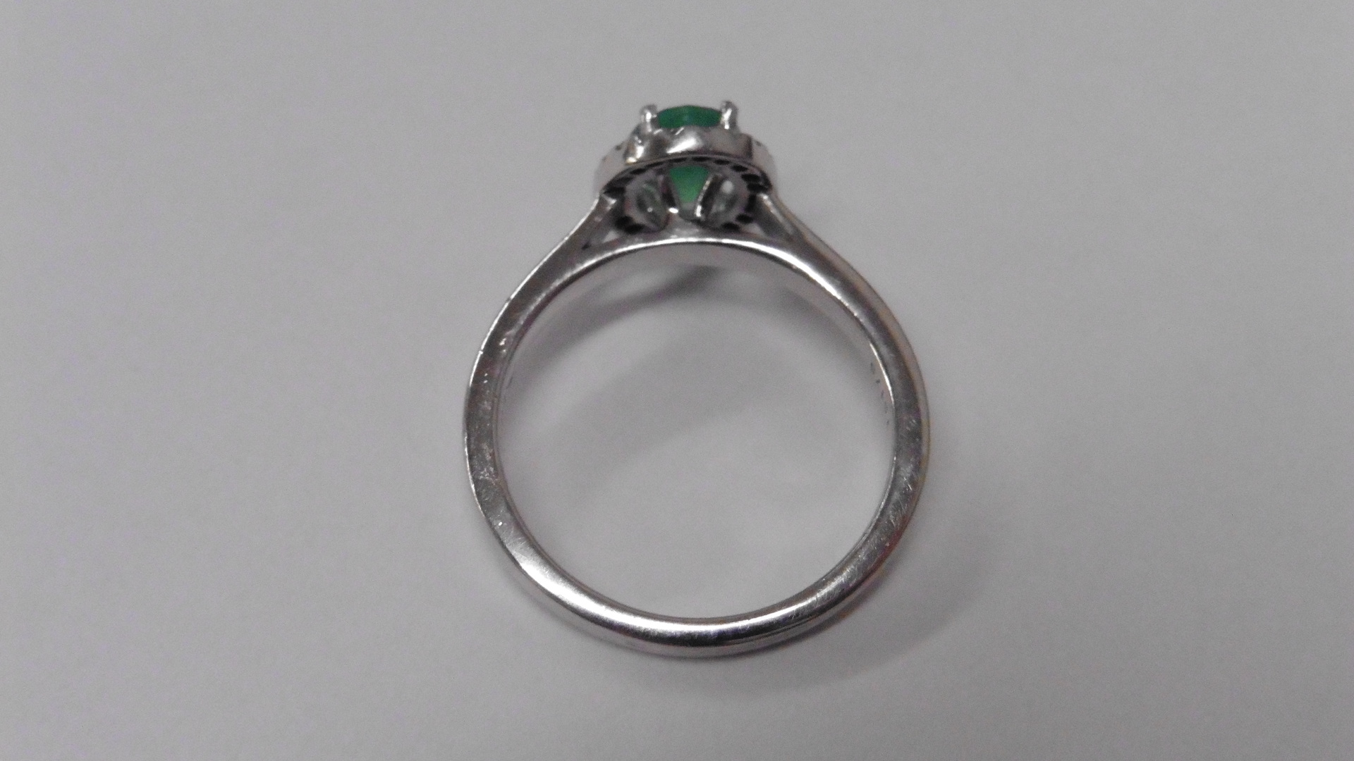 Emerald And Diamond Cluster Ring Set In Platinum. - Image 2 of 3