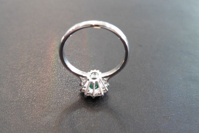 Platinum Emerald And Diamond Cluster Ring, - Image 3 of 3