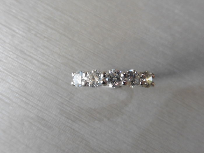 Platinum 1.25Ct Five Stone Diamond Ring. - Image 2 of 3