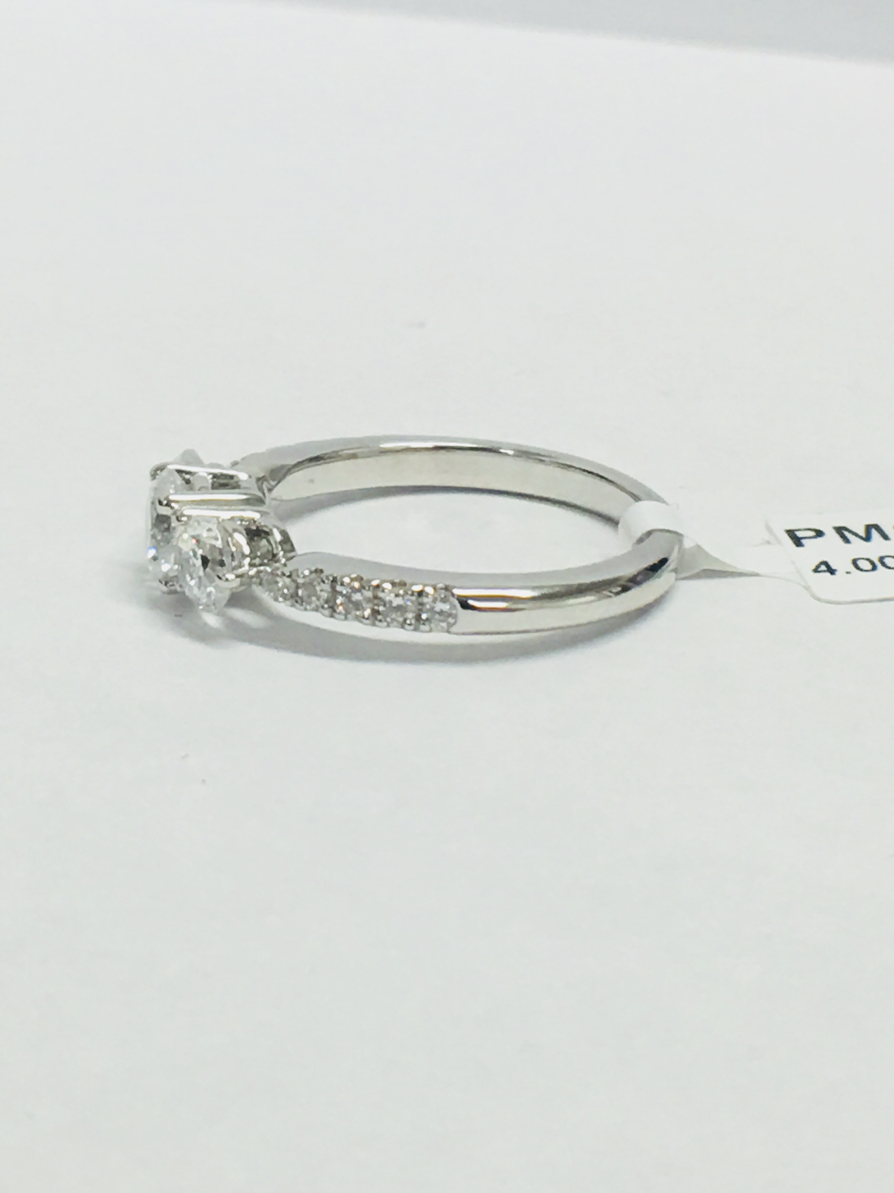 Platinum Diamond Three Stone Ring With Diamond Set Shoulders, - Image 7 of 8