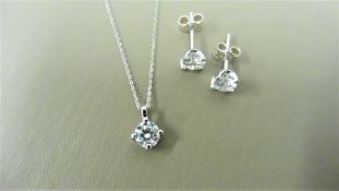 0.25Ct / 0.50Ct Diamond Pendant And Earring Set In Platinum.