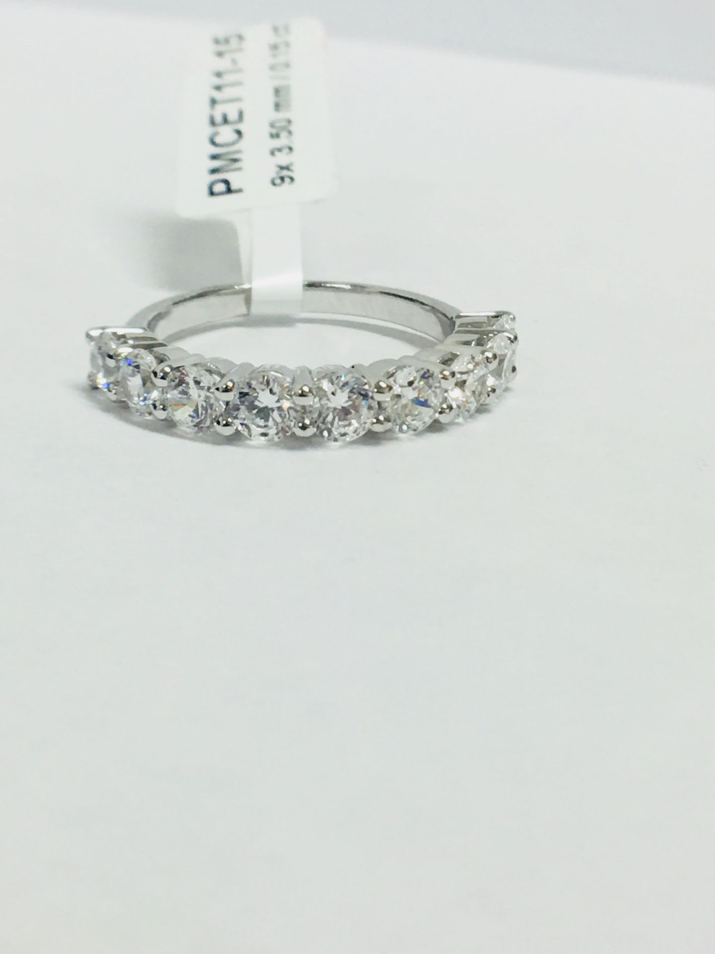 Platinum Diamond Nine Stone Eternity Ring, - Image 7 of 7