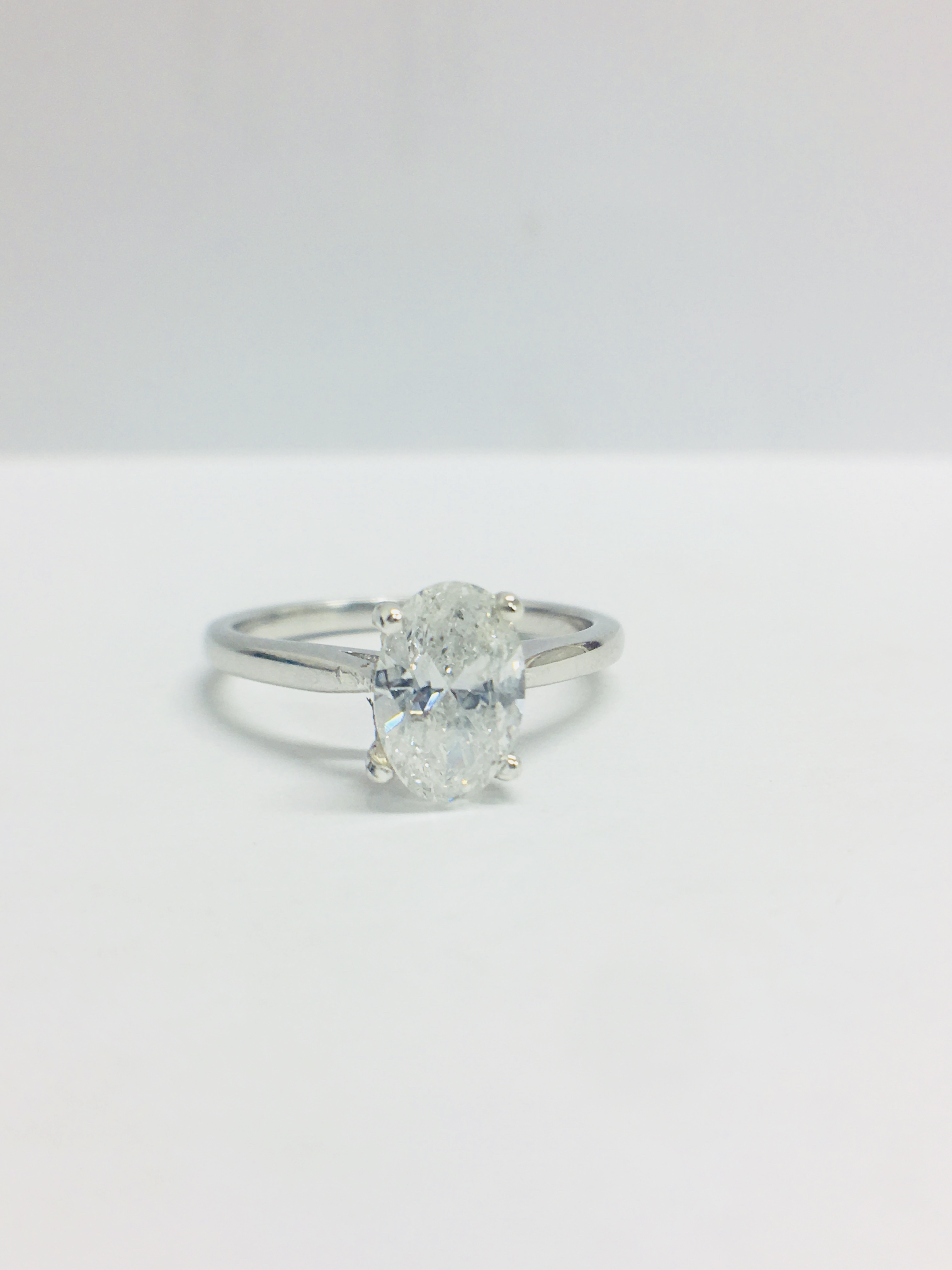 Platinum Oval Cut Diamond Solitaire Ring, - Image 9 of 9