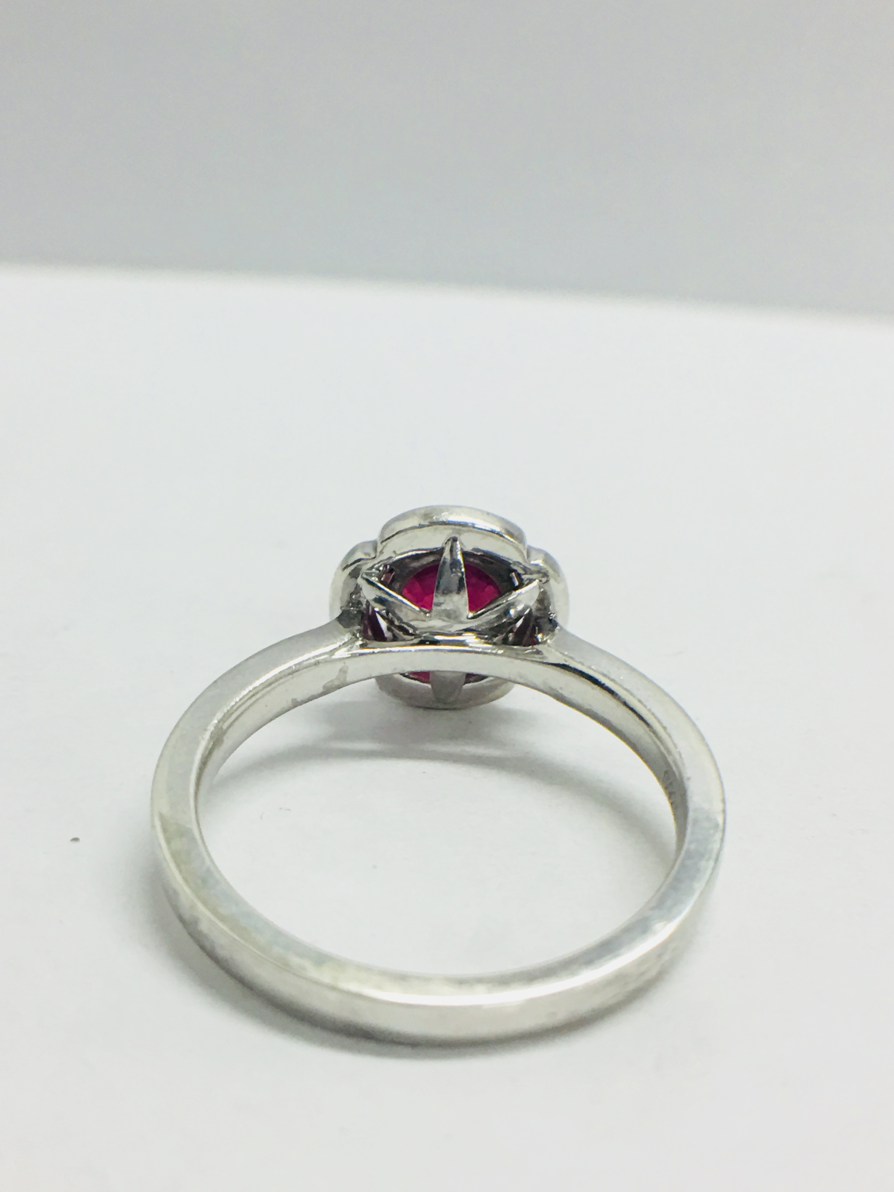 Platinum Art Deco Style Ruby Diamond Dress Ring, - Image 4 of 9