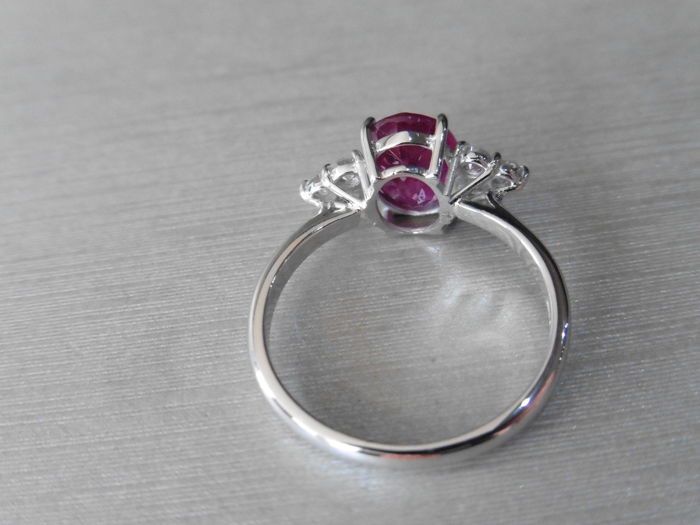 Ruby And Diamond Navette Cluster Ring , - Image 3 of 5